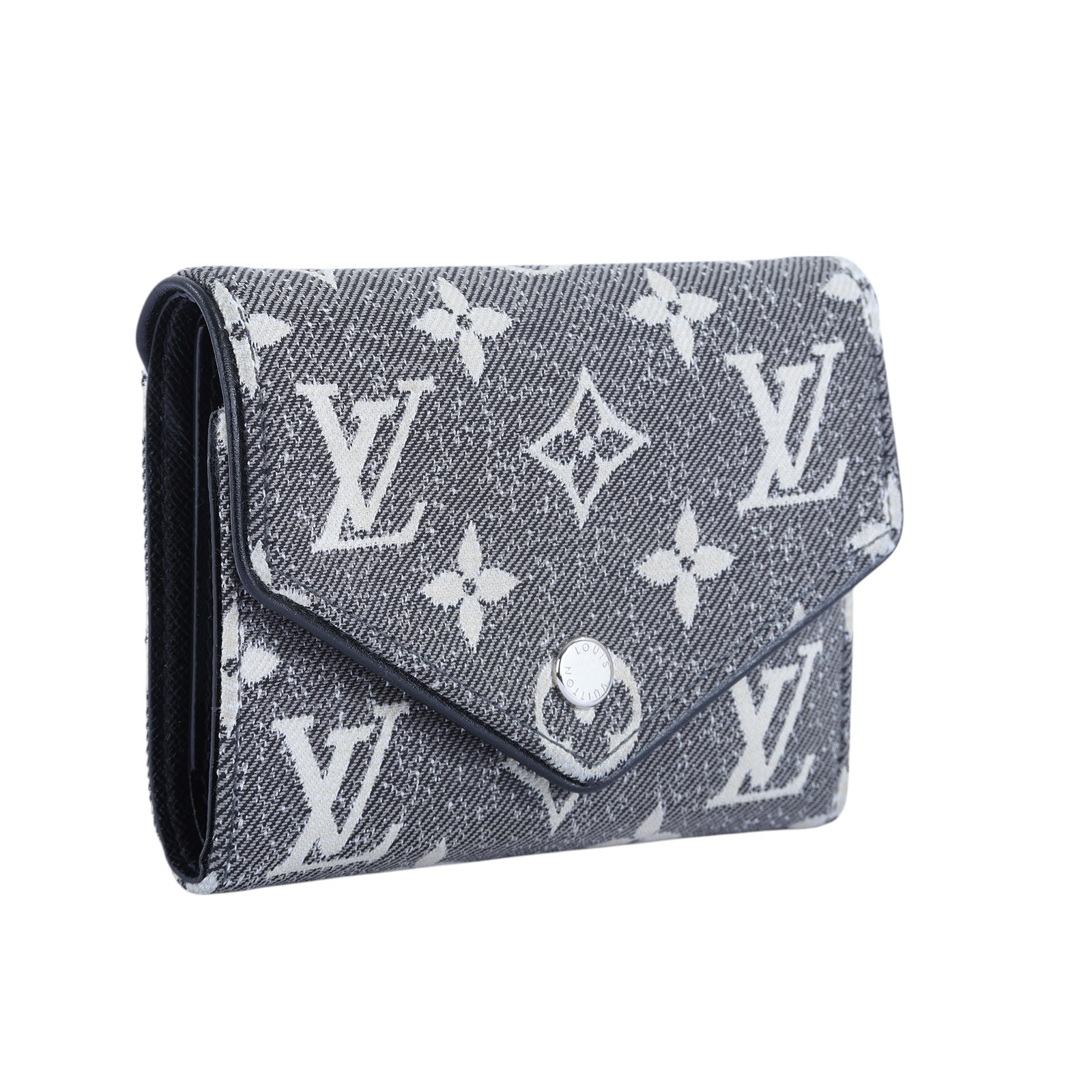 路易威登 LOUIS VUITTON Victorine 錢包 3摺短夾 M81859 晶片款 黑原花單寧三折短夾 原廠盒子/防塵袋