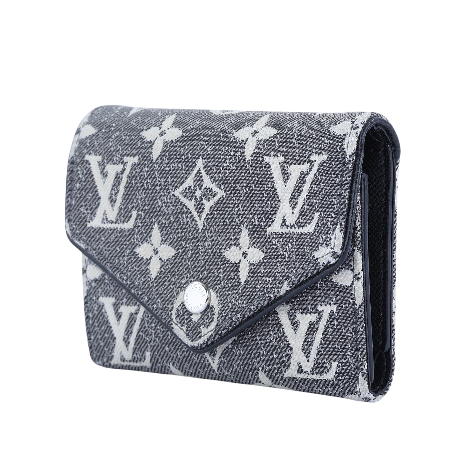 路易威登 LOUIS VUITTON Victorine 錢包 3摺短夾 M81859 晶片款 黑原花單寧三折短夾 原廠盒子/防塵袋