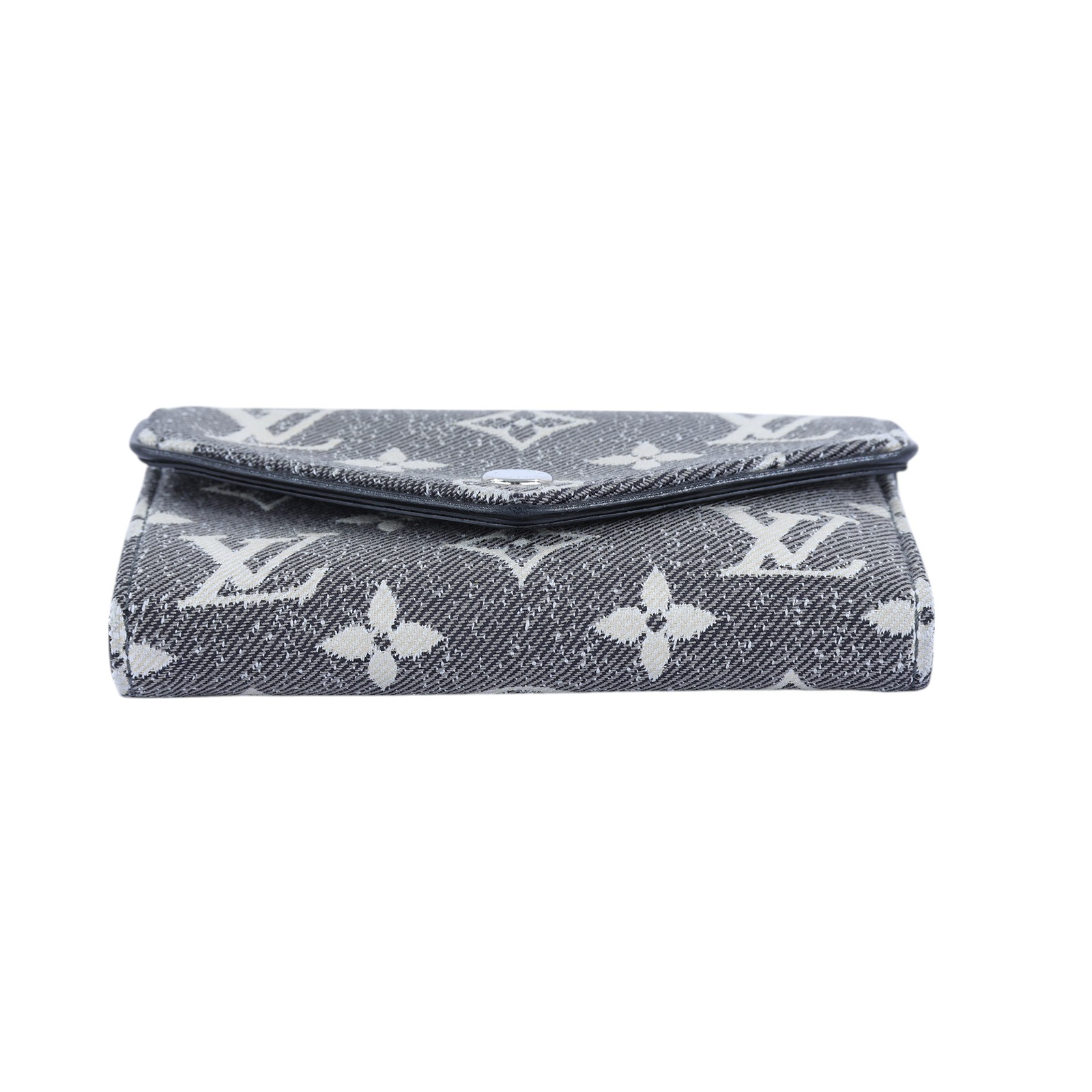 路易威登 LOUIS VUITTON Victorine 錢包 3摺短夾 M81859 晶片款 黑原花單寧三折短夾 原廠盒子/防塵袋