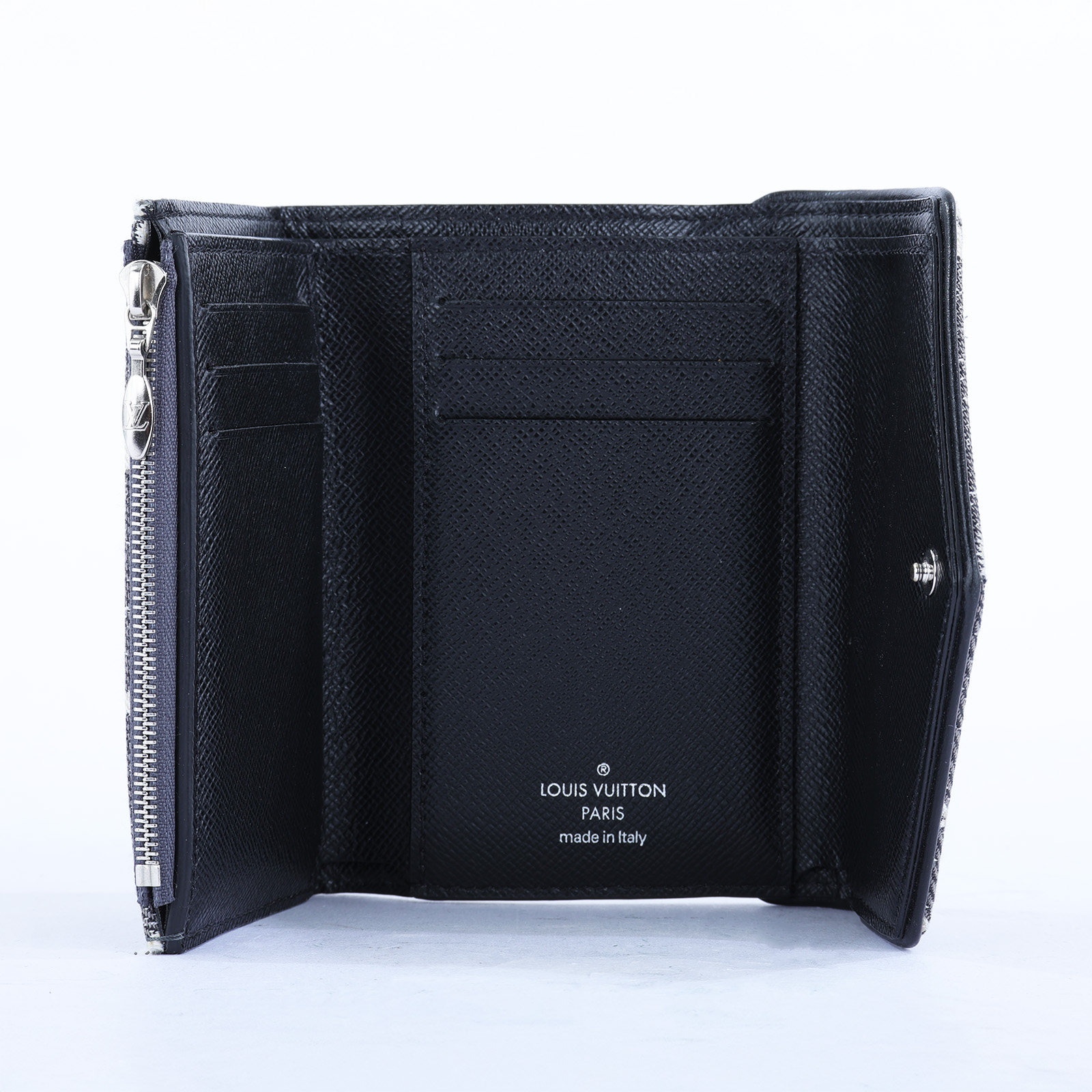 路易威登 LOUIS VUITTON Victorine 錢包 3摺短夾 M81859 晶片款 黑原花單寧三折短夾 原廠盒子/防塵袋