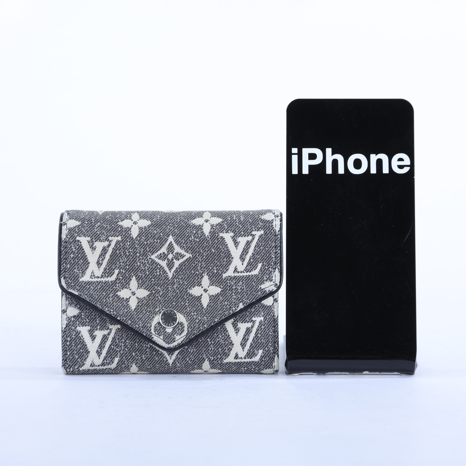 路易威登 LOUIS VUITTON Victorine 錢包 3摺短夾 M81859 晶片款 黑原花單寧三折短夾 原廠盒子/防塵袋