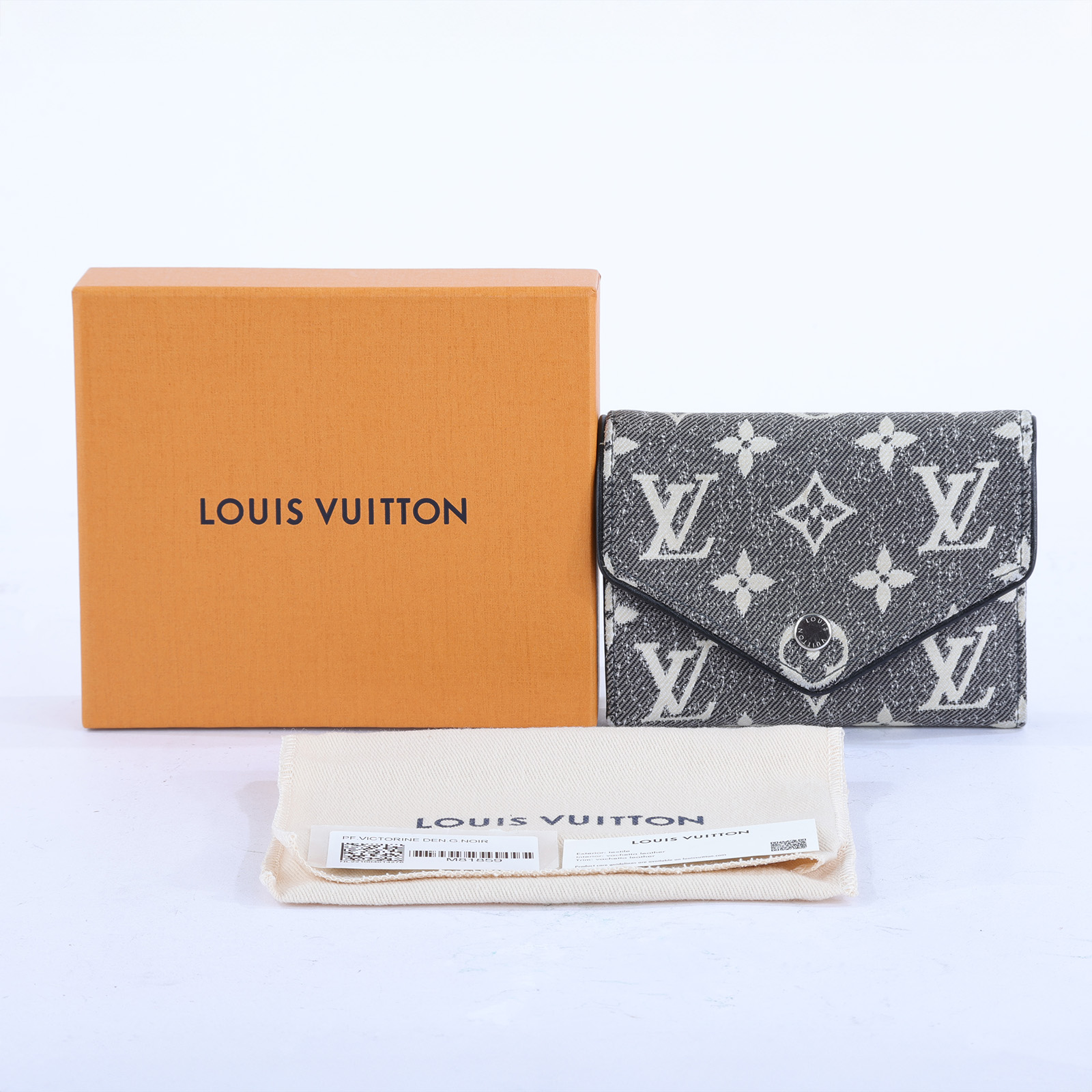 路易威登 LOUIS VUITTON Victorine 錢包 3摺短夾 M81859 晶片款 黑原花單寧三折短夾 原廠盒子/防塵袋