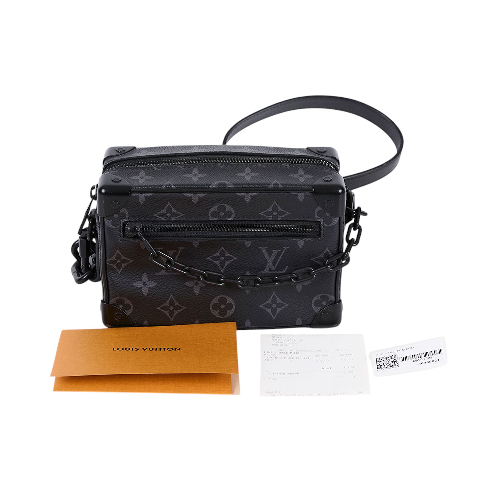 路易威登 LOUIS VUITTON Mini Soft Trunk 迷你 隨身包 黑色 M44735 晶片款 黑原花SOFT TRUNK 購買證明
