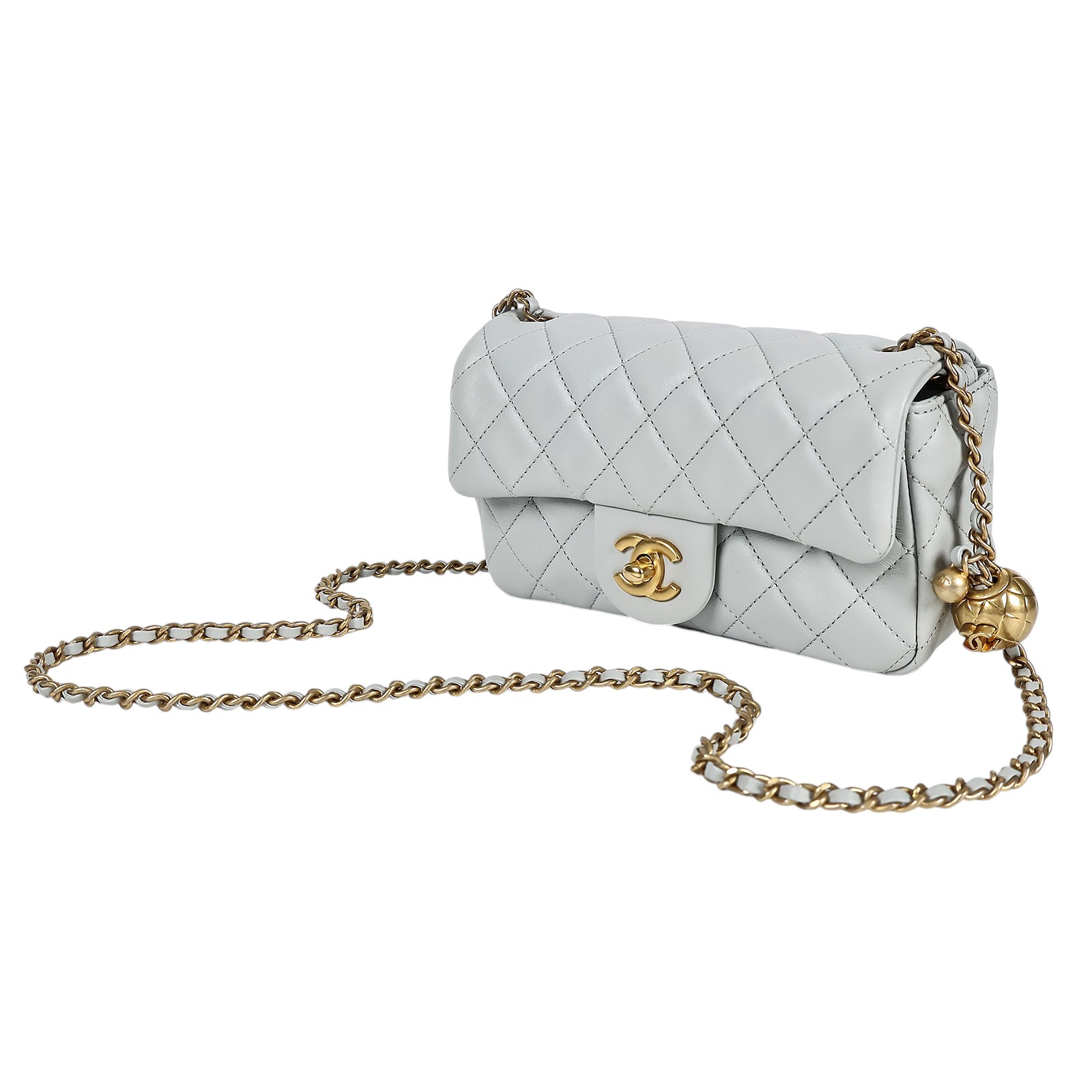 香奈兒 CHANEL 金球款 經典迷你口蓋包 AS1787 晶片款 ☆灰金羊COCO20金球款 原廠盒子/防塵袋/購買證明影本