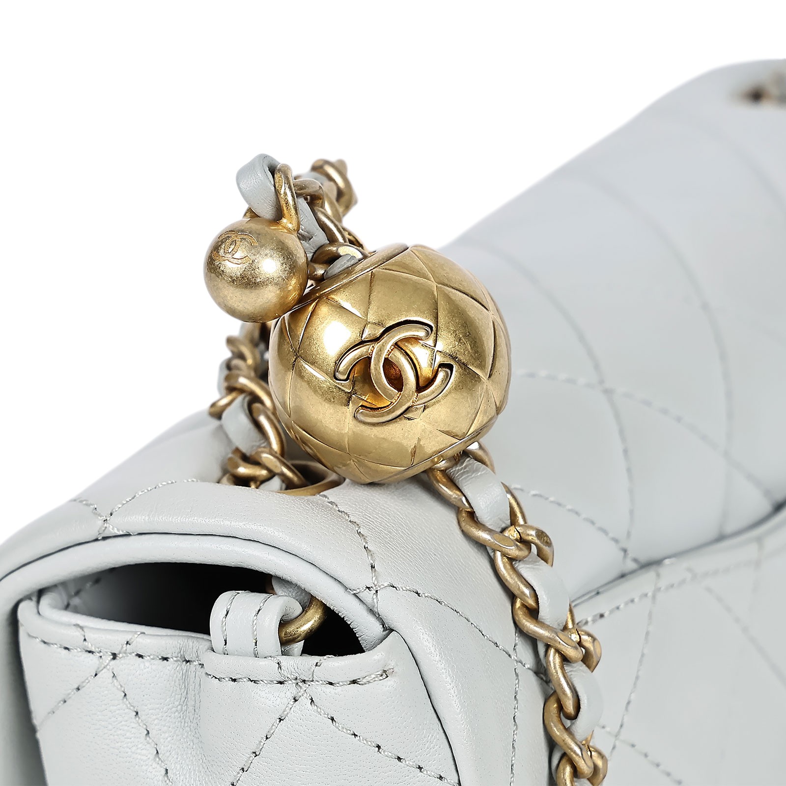 香奈兒 CHANEL 金球款 經典迷你口蓋包 AS1787 晶片款 ☆灰金羊COCO20金球款 原廠盒子/防塵袋/購買證明影本
