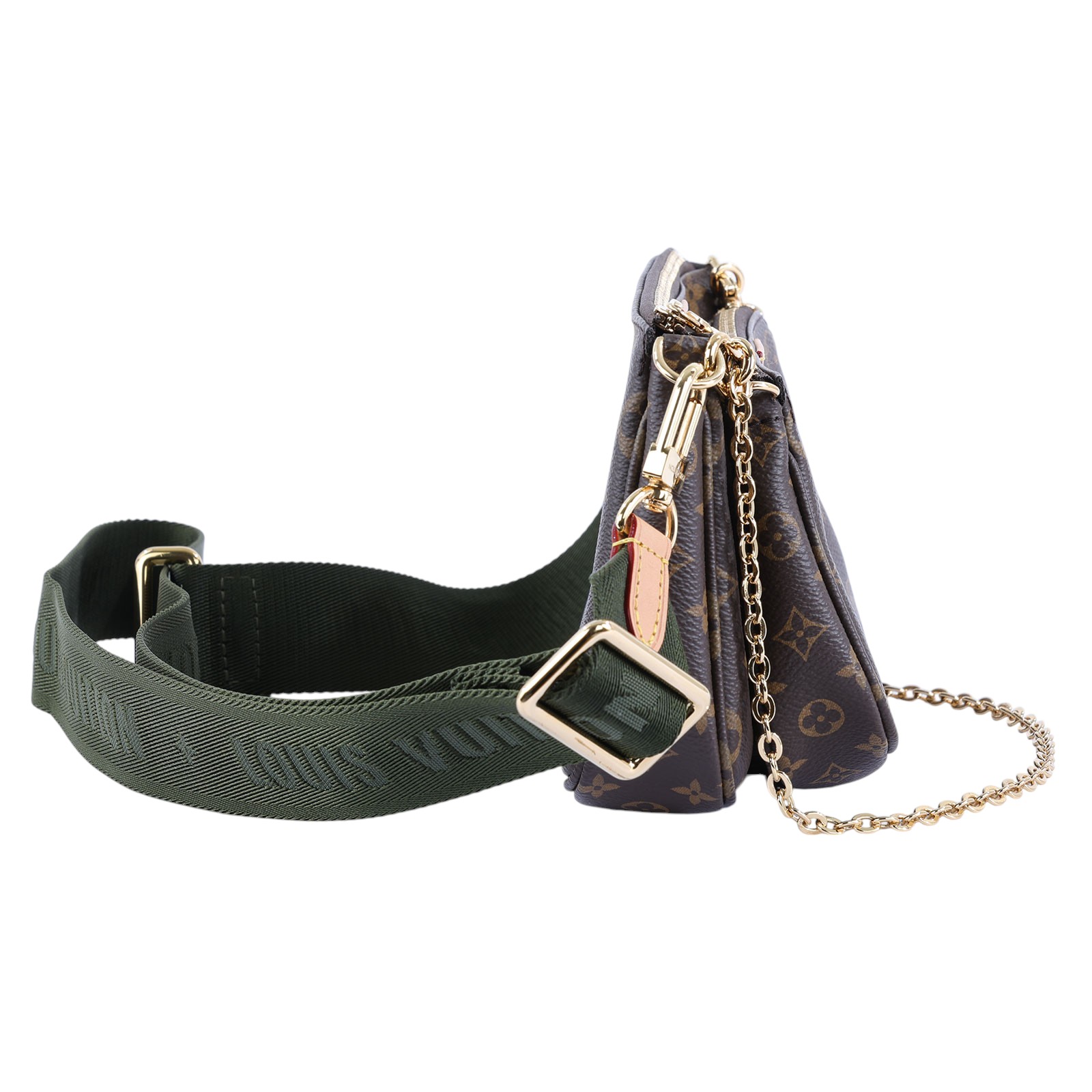 路易威登 LOUIS VUITTON Multi Pochette Accessoires 卡其 三合一 肩背 方包 M44813 晶片款  原廠盒子/防塵袋2/背帶2/內袋2/購買證明