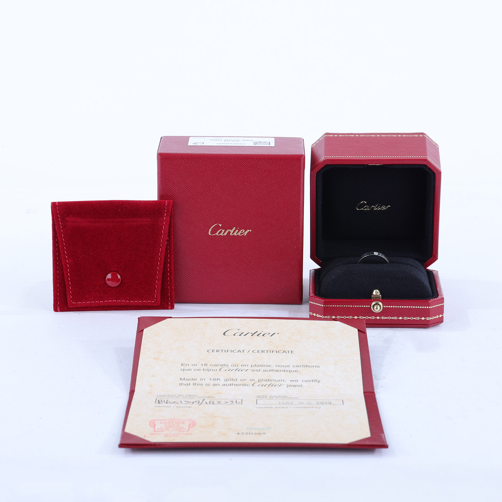 卡地亞 CARTIER C de 婚戒 1顆鑽石 B4051349 PT950單鑽戒指#49 原廠盒子2/證書
