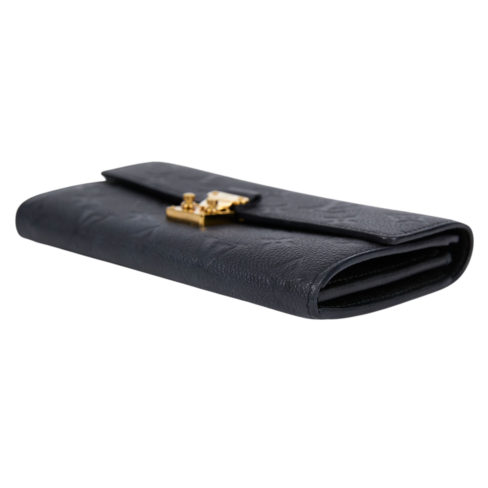 路易威登 LOUIS VUITTON Sarah 錢包 M82638 晶片款 黑壓紋Sarah長夾 原廠盒子/防塵袋