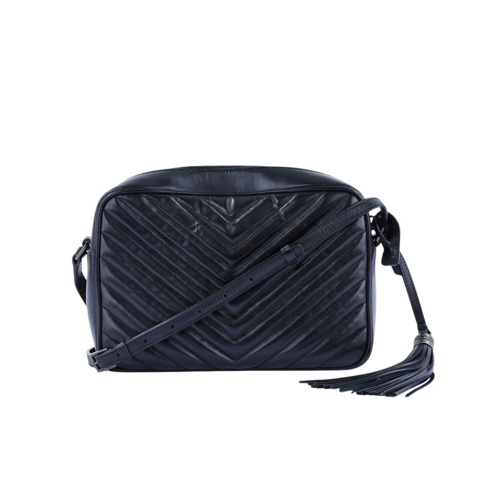 聖羅蘭 YSL SAINT LAURENT Lou 中型 山形紋 相機包 6125440EN04 黑山形流蘇相機包 防塵袋
