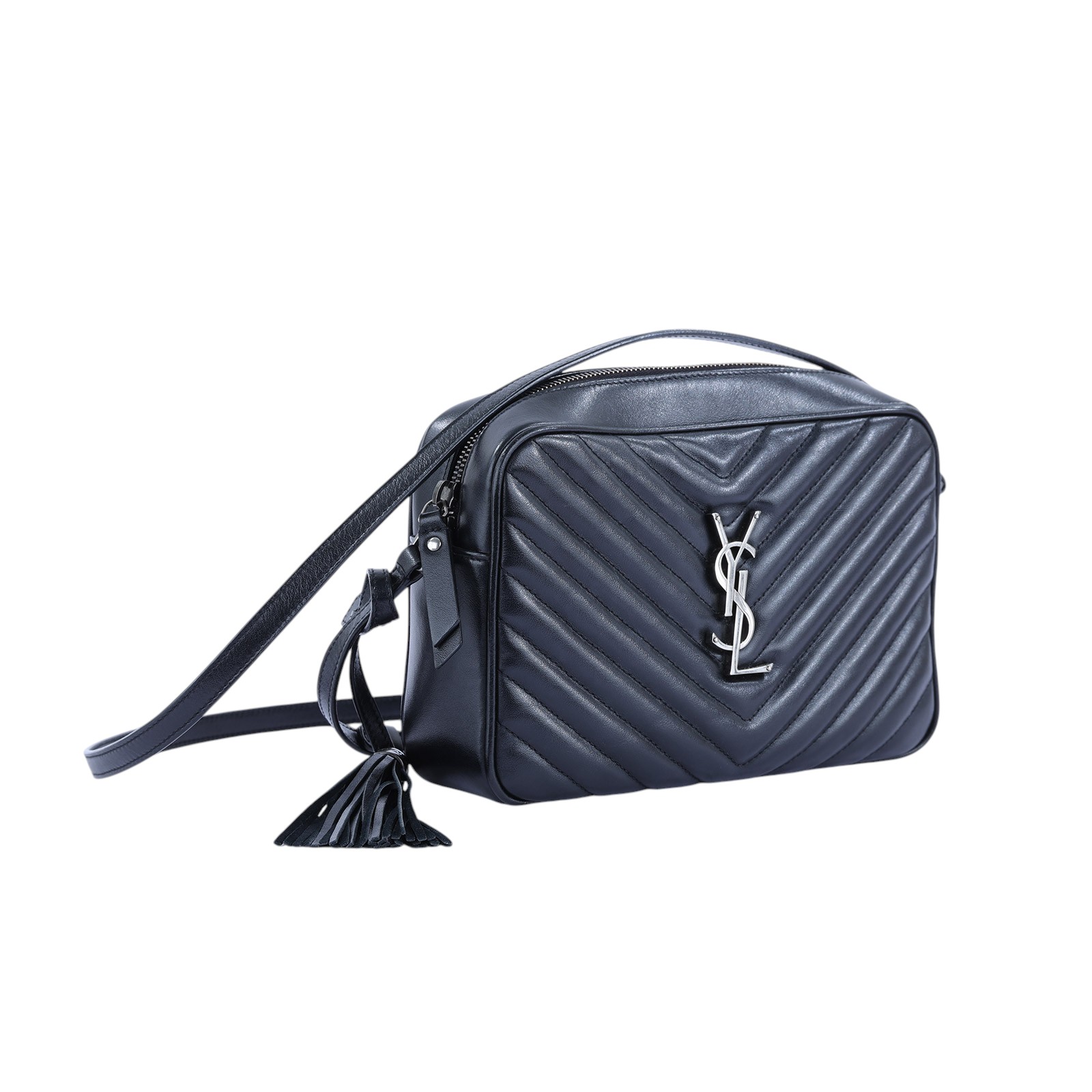 聖羅蘭 YSL SAINT LAURENT Lou 中型 山形紋 相機包 6125440EN04 黑山形流蘇相機包 防塵袋