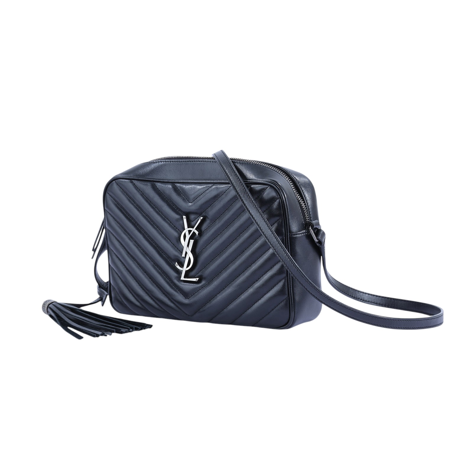 聖羅蘭 YSL SAINT LAURENT Lou 中型 山形紋 相機包 6125440EN04 黑山形流蘇相機包 防塵袋
