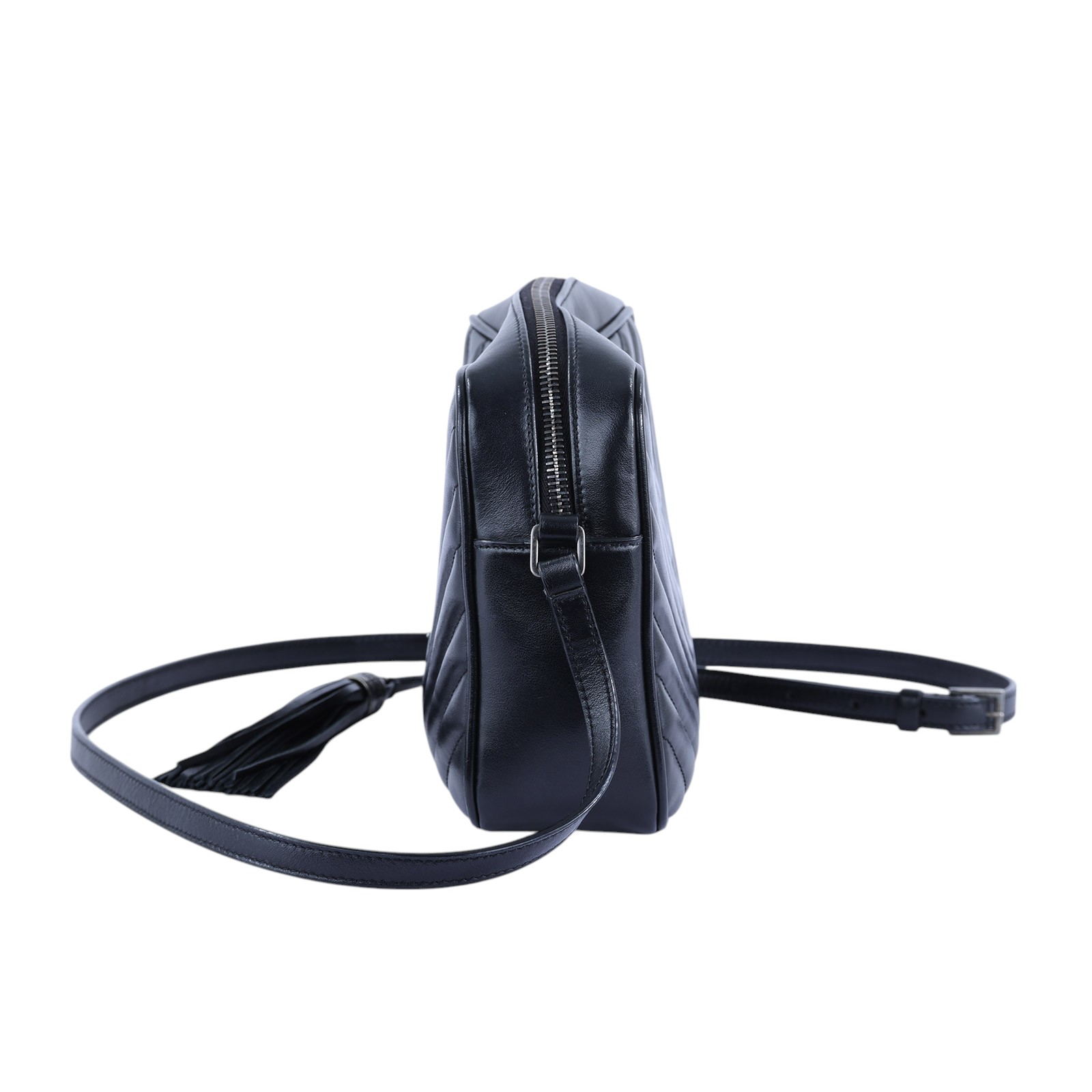 聖羅蘭 YSL SAINT LAURENT Lou 中型 山形紋 相機包 6125440EN04 黑山形流蘇相機包 防塵袋