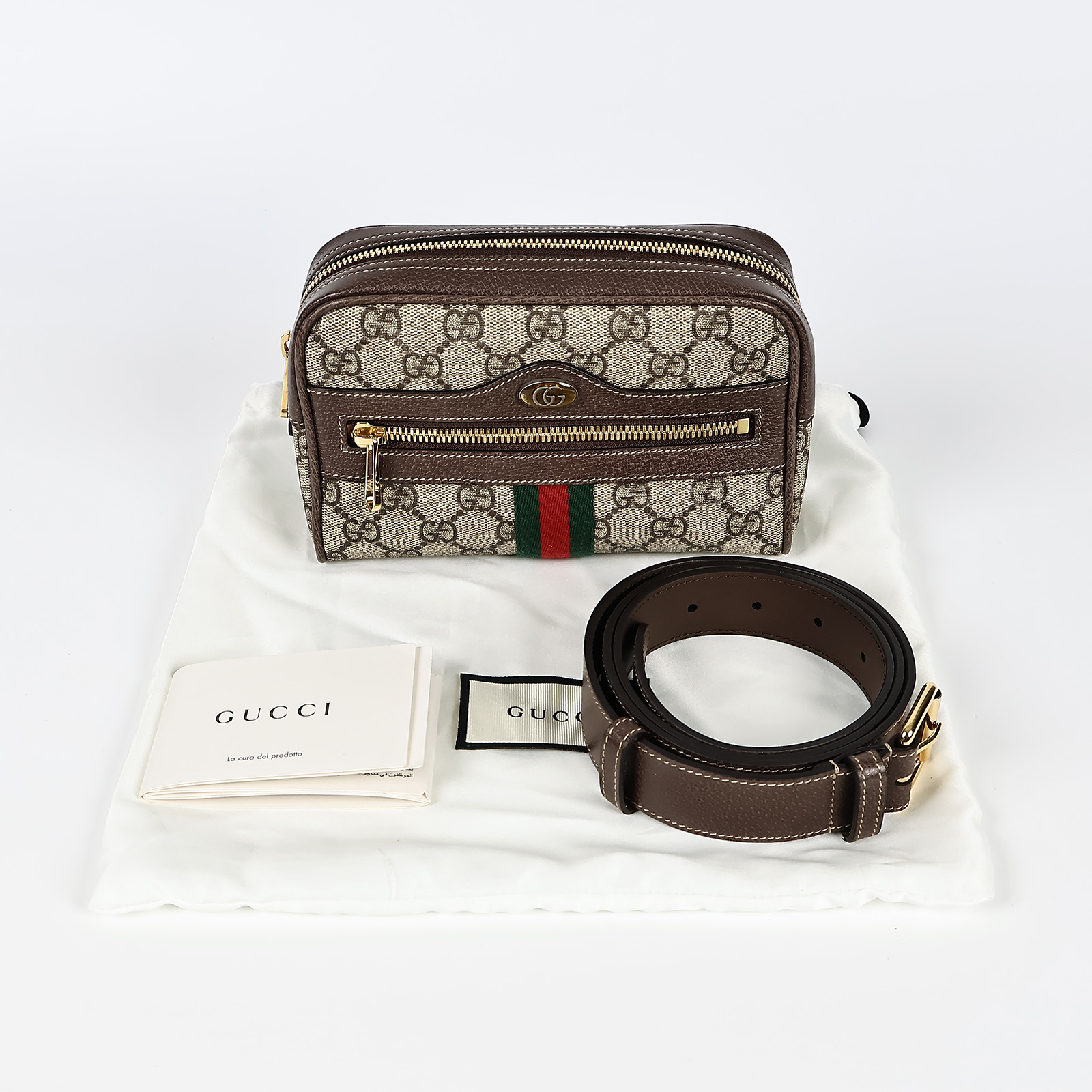 古馳 GUCCI Ophidia 迷你 腰包 517076 原花GG腰包 防塵袋/背帶