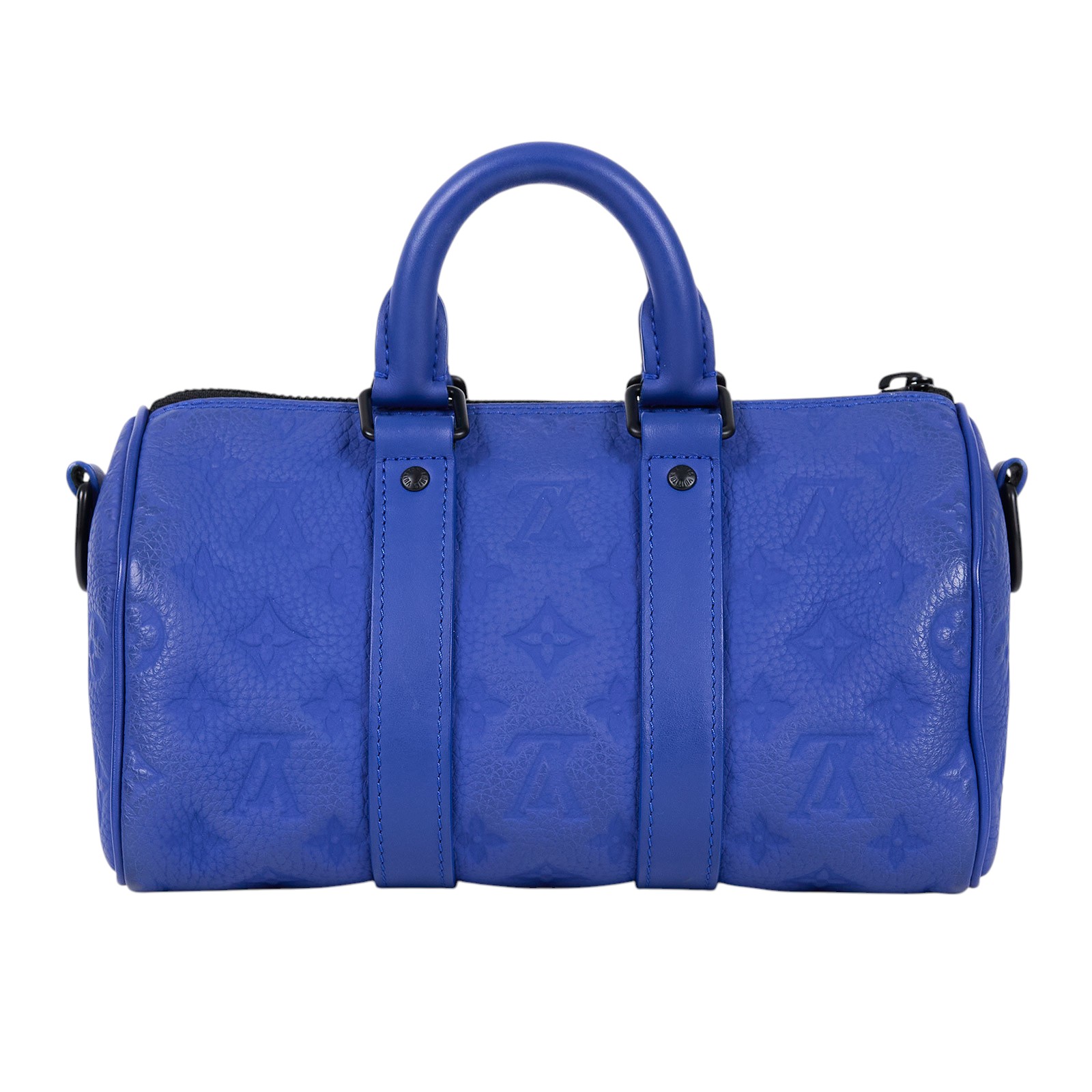 路易威登 LOUIS VUITTON Keepall Bandoulière 25 迷你 手袋 手提 肩背包 壓花牛皮 藍色 M23129 晶片款  防塵袋/背帶/吊牌