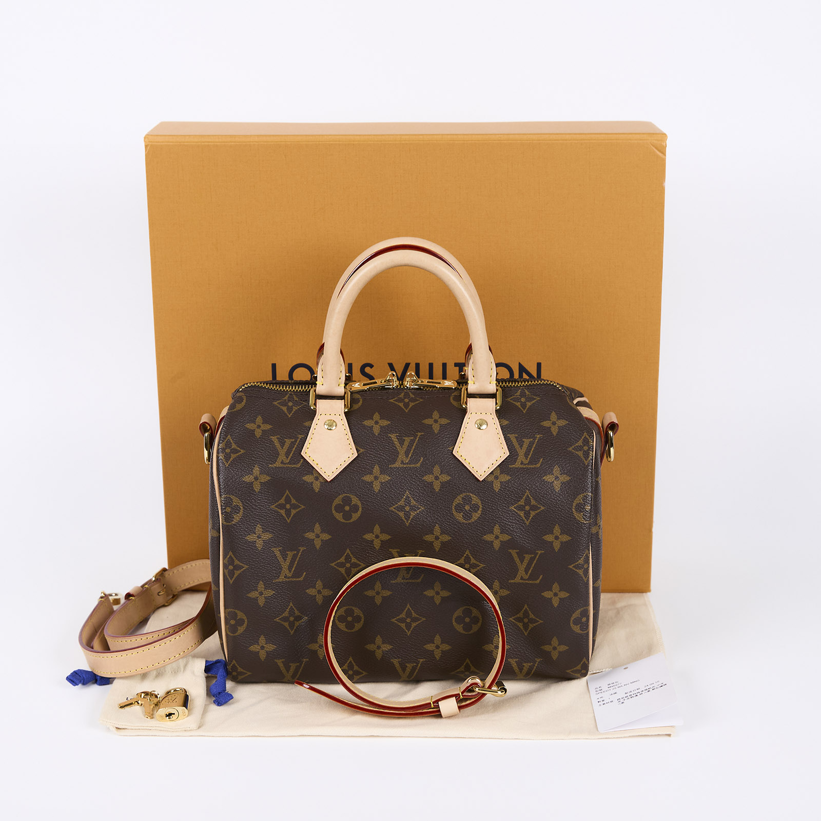 路易威登 LOUIS VUITTON Speedy Bandoulière 25  波士頓包 手提包 經典帆布 M46977 晶片款  原廠盒子/防塵袋/背帶/鎖組