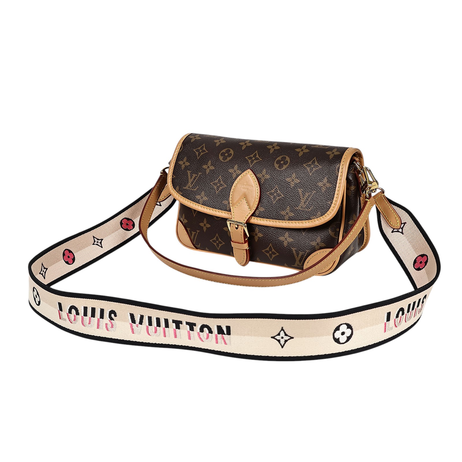 路易威登 LOUIS VUITTON Diane 腋下包法棍 單肩背包 經典帆布 M45985 晶片款 原花DIANE法棍包 原廠盒子/防塵袋/背帶2