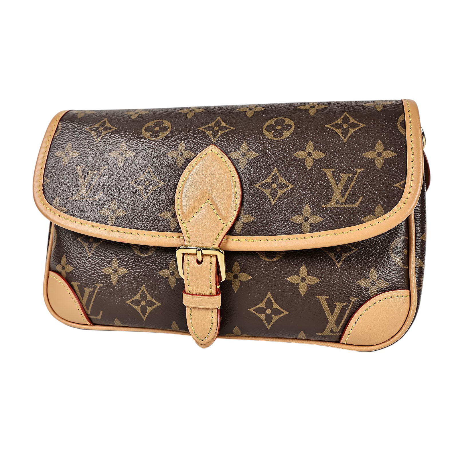 路易威登 LOUIS VUITTON Diane 腋下包法棍 單肩背包 經典帆布 M45985 晶片款 原花DIANE法棍包 原廠盒子/防塵袋/背帶2