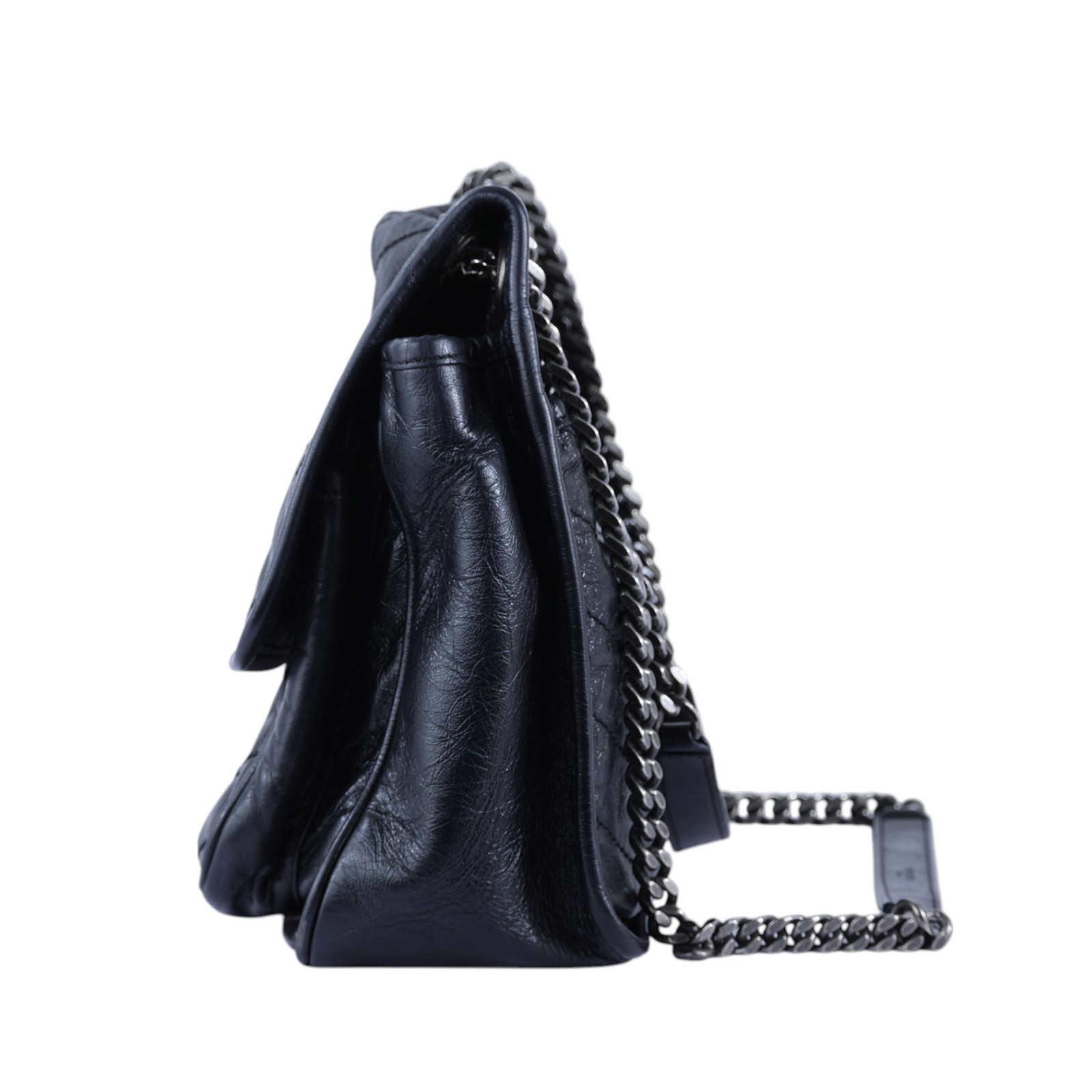 聖羅蘭 YSL SAINT LAURENT NIKI  復古皮革 山型紋 翻蓋 肩背包 中號 4988940EN04 ☆深藍復古銀NIKI中號 無附屬品