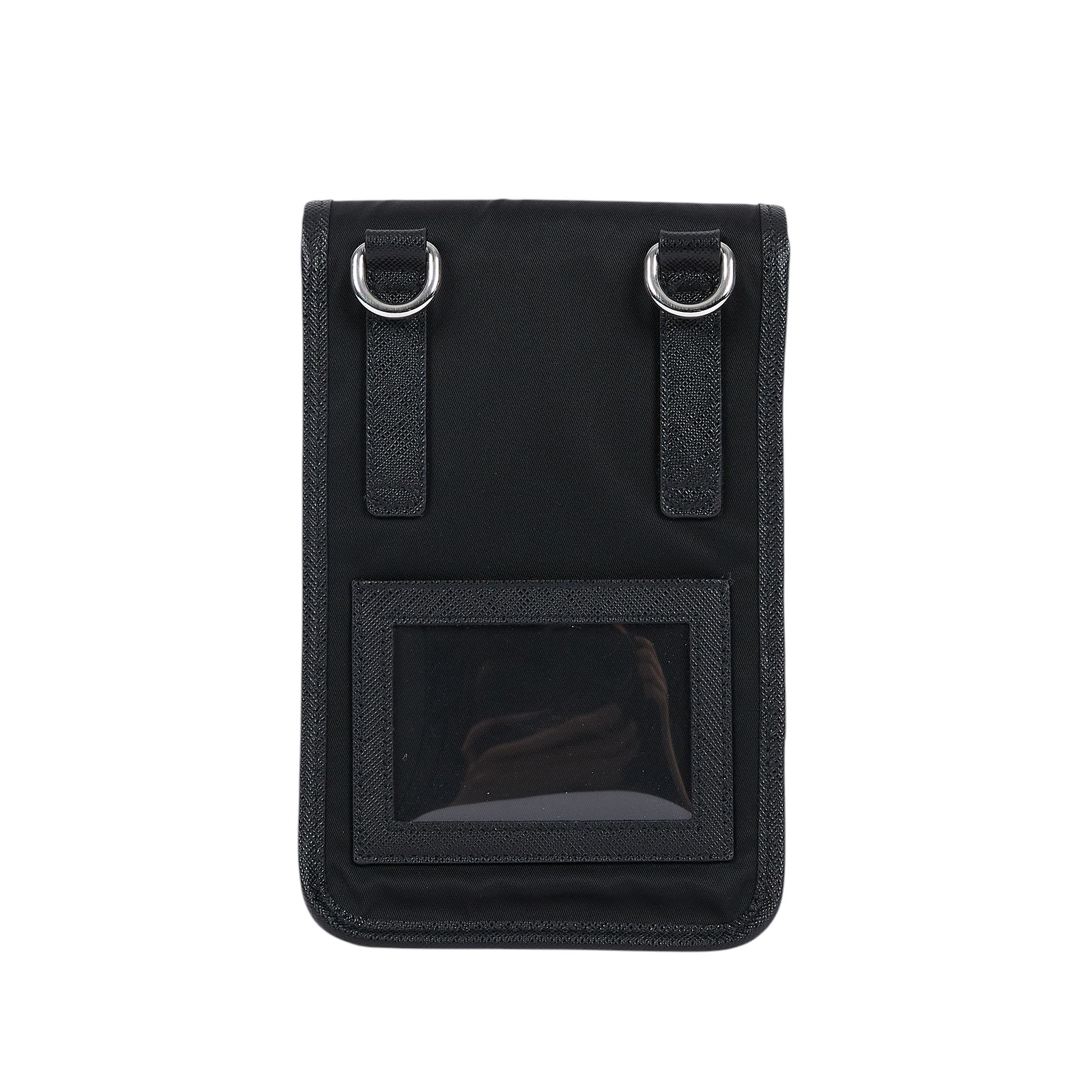 普拉達 PRADA Re-Nylon Saffiano 皮革 智慧型手機 保護套 2ZH109_2DMH 黑尼龍手機包 原廠盒子/保證卡/背帶