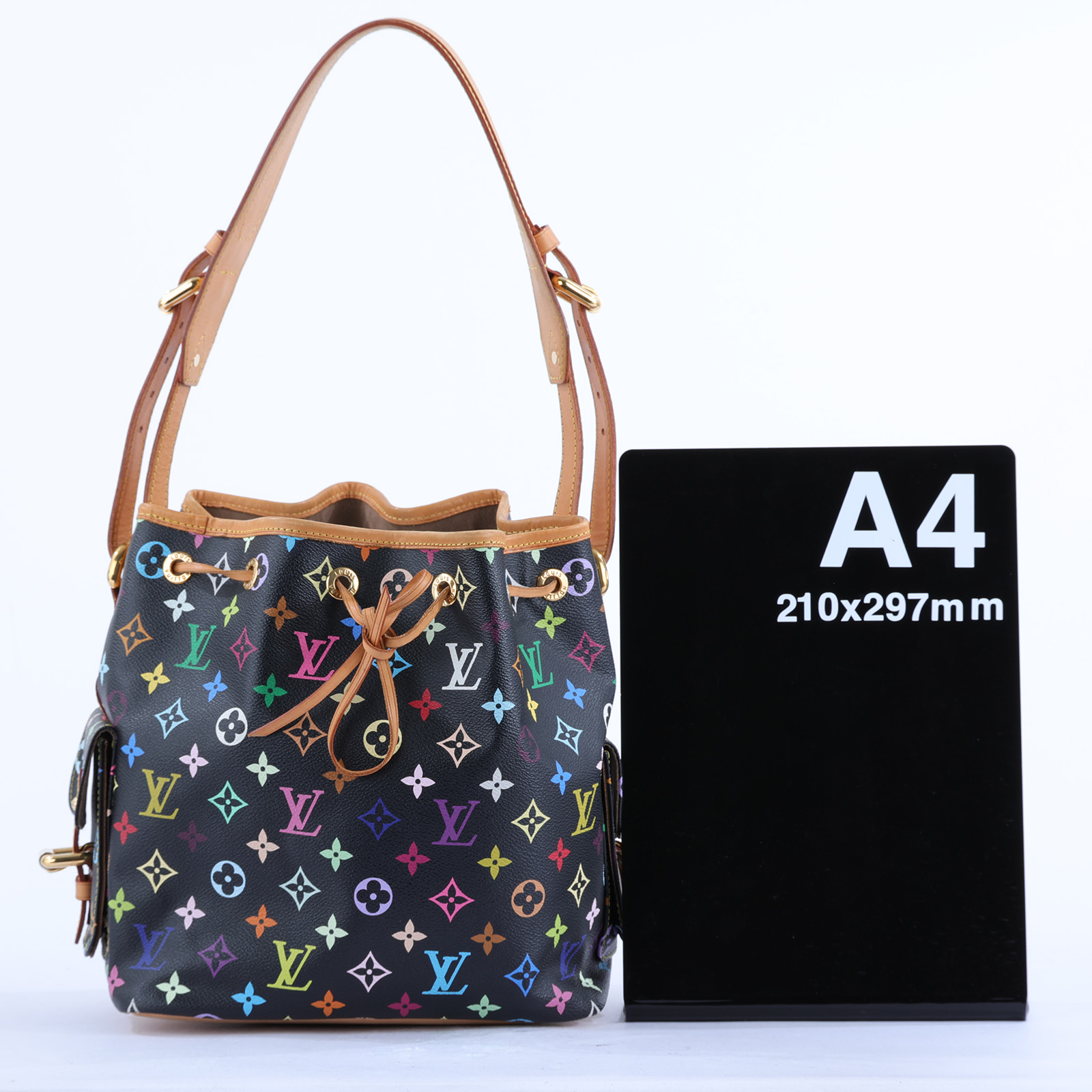 路易威登 LOUIS VUITTON 村上隆聯名 Noé 束口 水桶包 M42230 ☆黑彩原花MULTICOLOR NOE水桶包 無附屬品
