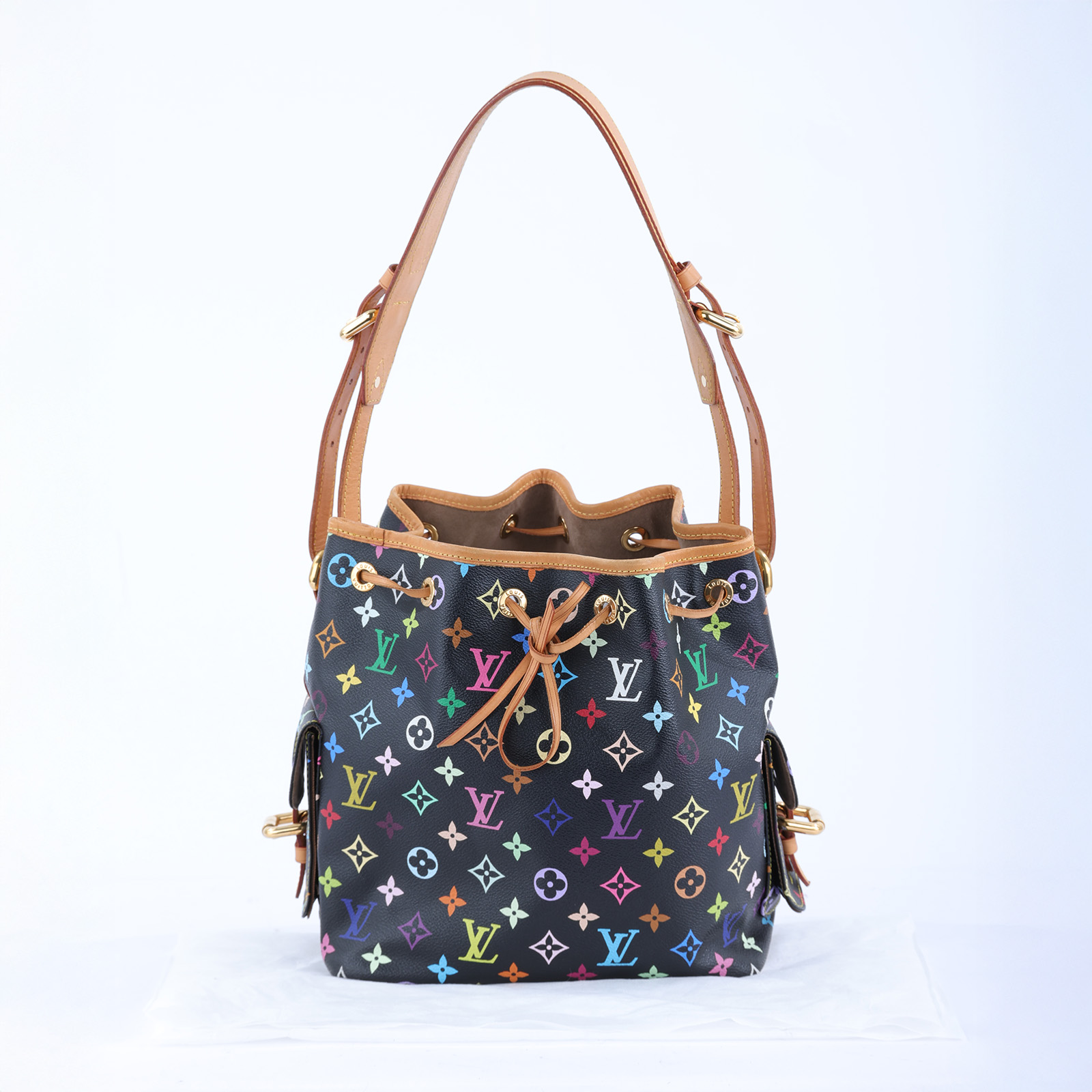 路易威登 LOUIS VUITTON 村上隆聯名 Noé 束口 水桶包 M42230 ☆黑彩原花MULTICOLOR NOE水桶包 無附屬品