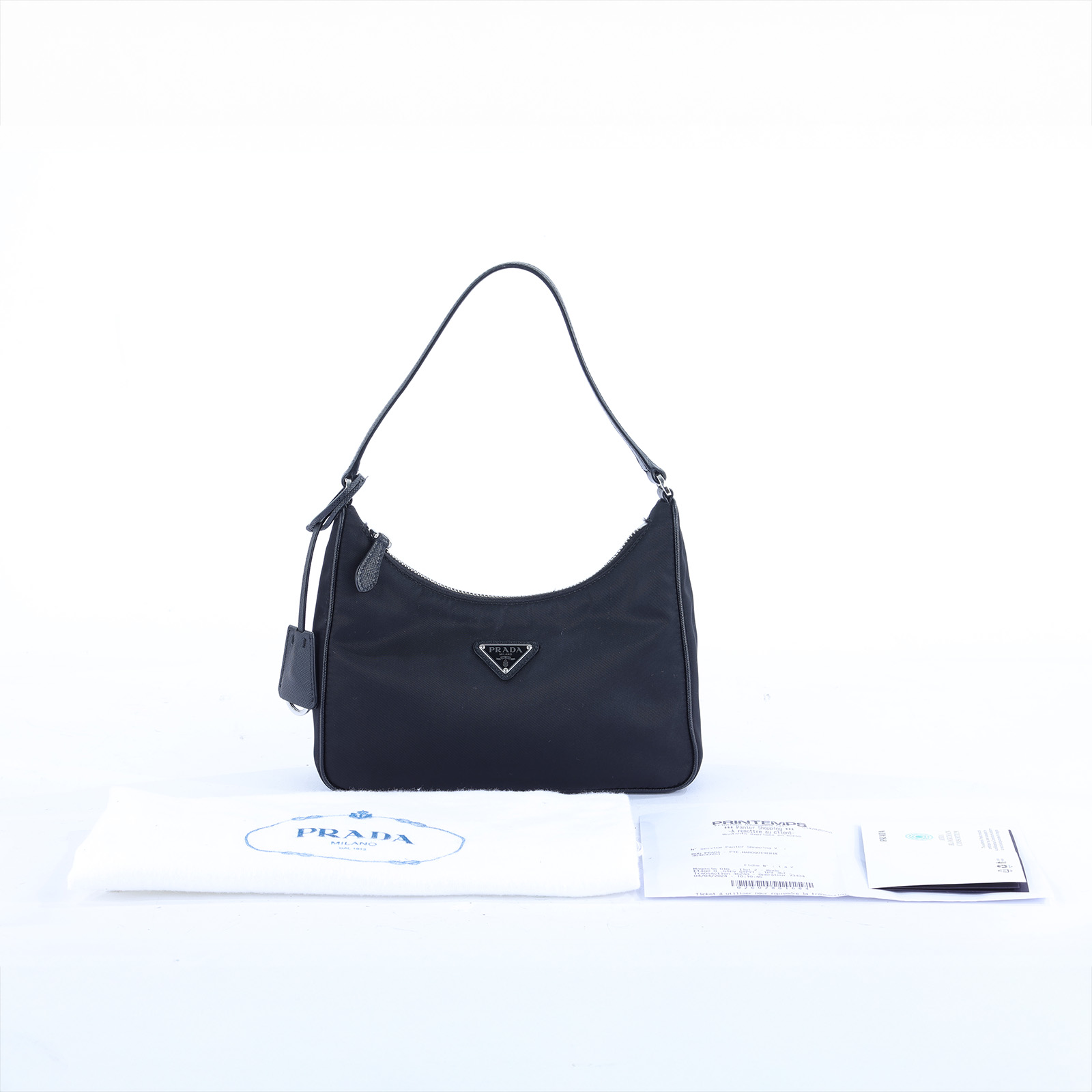 普拉達 PRADA Prada Re-Edition 環保尼龍 迷你袋 1NE204 黑尼龍MINI HOBO肩背包 防塵袋/購買證明影本