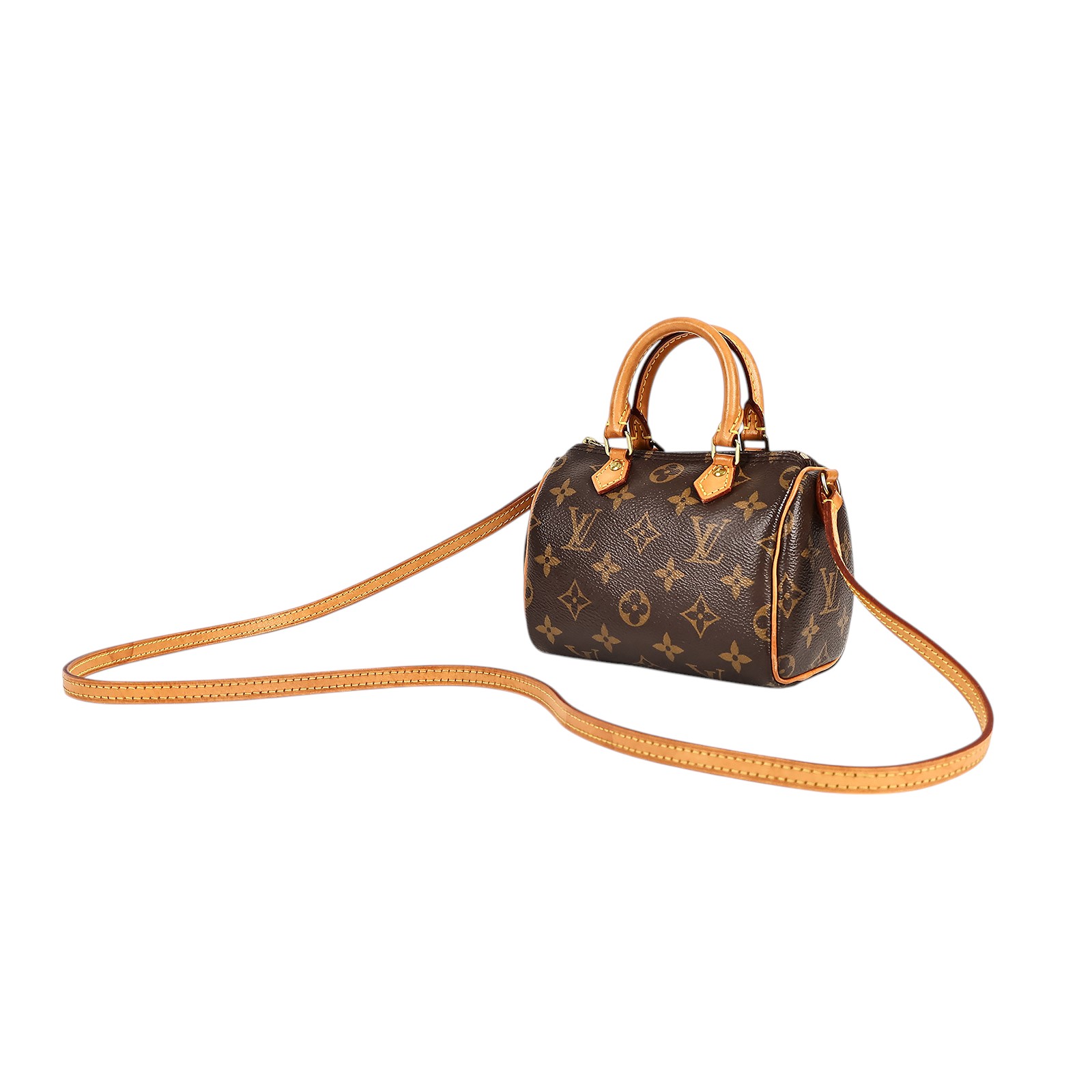 路易威登 LOUIS VUITTON Nano Speedy 經典帆布 手提 斜背 波士頓包 M61252 原花NANO SPEEDY 防塵袋