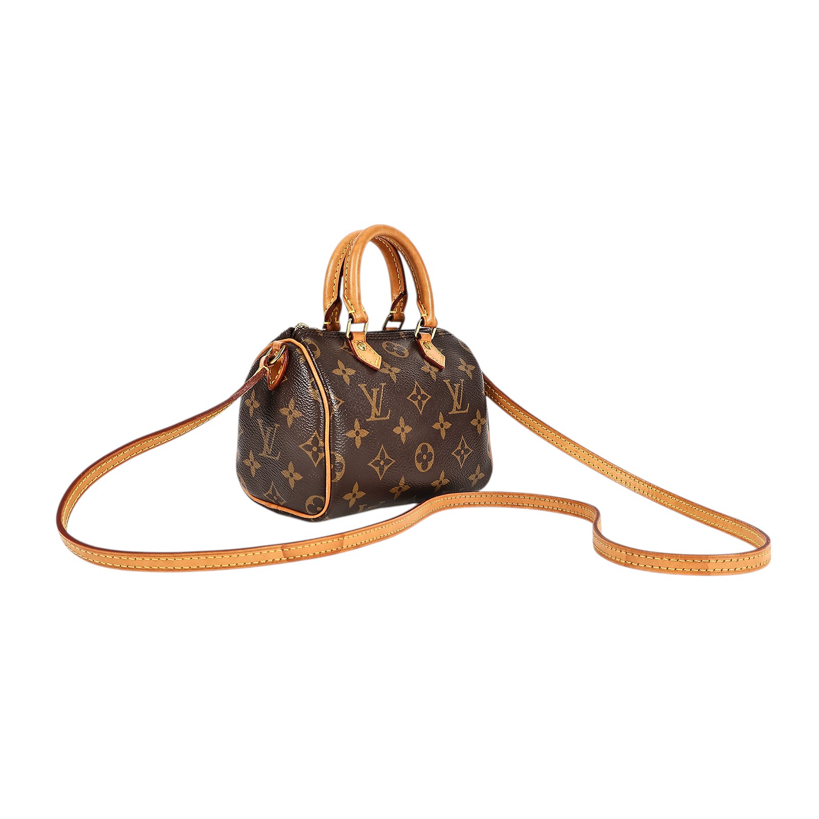 路易威登 LOUIS VUITTON Nano Speedy 經典帆布 手提 斜背 波士頓包 M61252 原花NANO SPEEDY 防塵袋