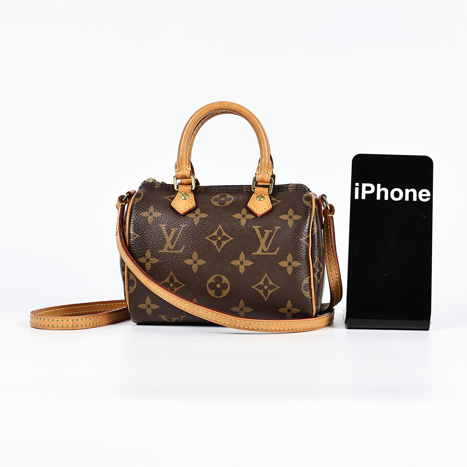 路易威登 LOUIS VUITTON Nano Speedy 經典帆布 手提 斜背 波士頓包 M61252 原花NANO SPEEDY 防塵袋