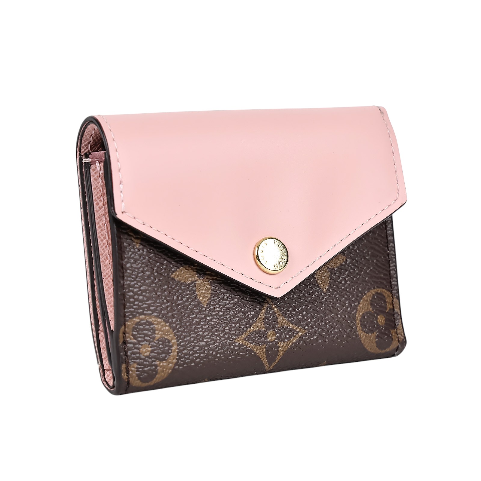 路易威登 LOUIS VUITTON Zoé Monogram塗層帆布 芭蕾粉牛皮 錢包 M62933 晶片款 原花拚粉紅Zoé短夾 原廠盒子/防塵袋