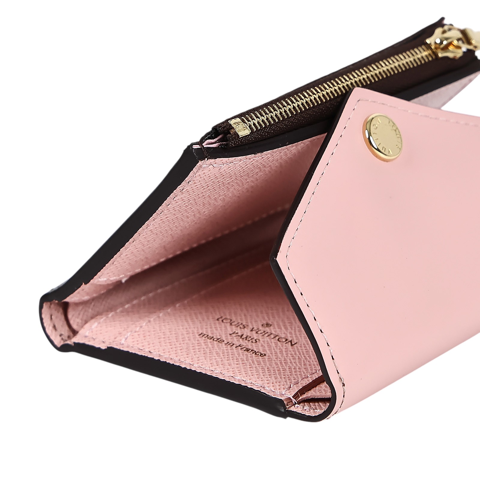 路易威登 LOUIS VUITTON Zoé Monogram塗層帆布 芭蕾粉牛皮 錢包 M62933 晶片款 原花拚粉紅Zoé短夾 原廠盒子/防塵袋