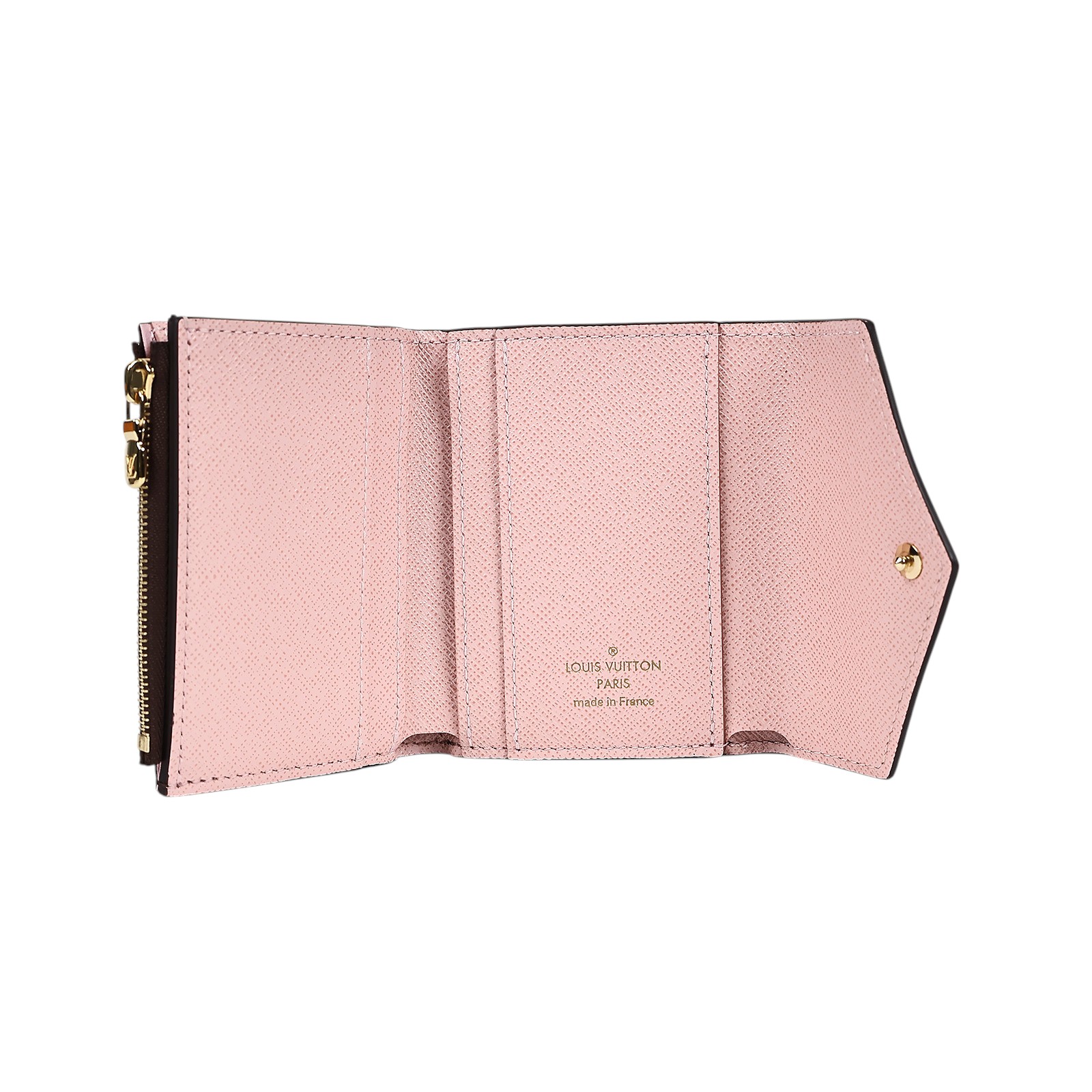 路易威登 LOUIS VUITTON Zoé Monogram塗層帆布 芭蕾粉牛皮 錢包 M62933 晶片款 原花拚粉紅Zoé短夾 原廠盒子/防塵袋