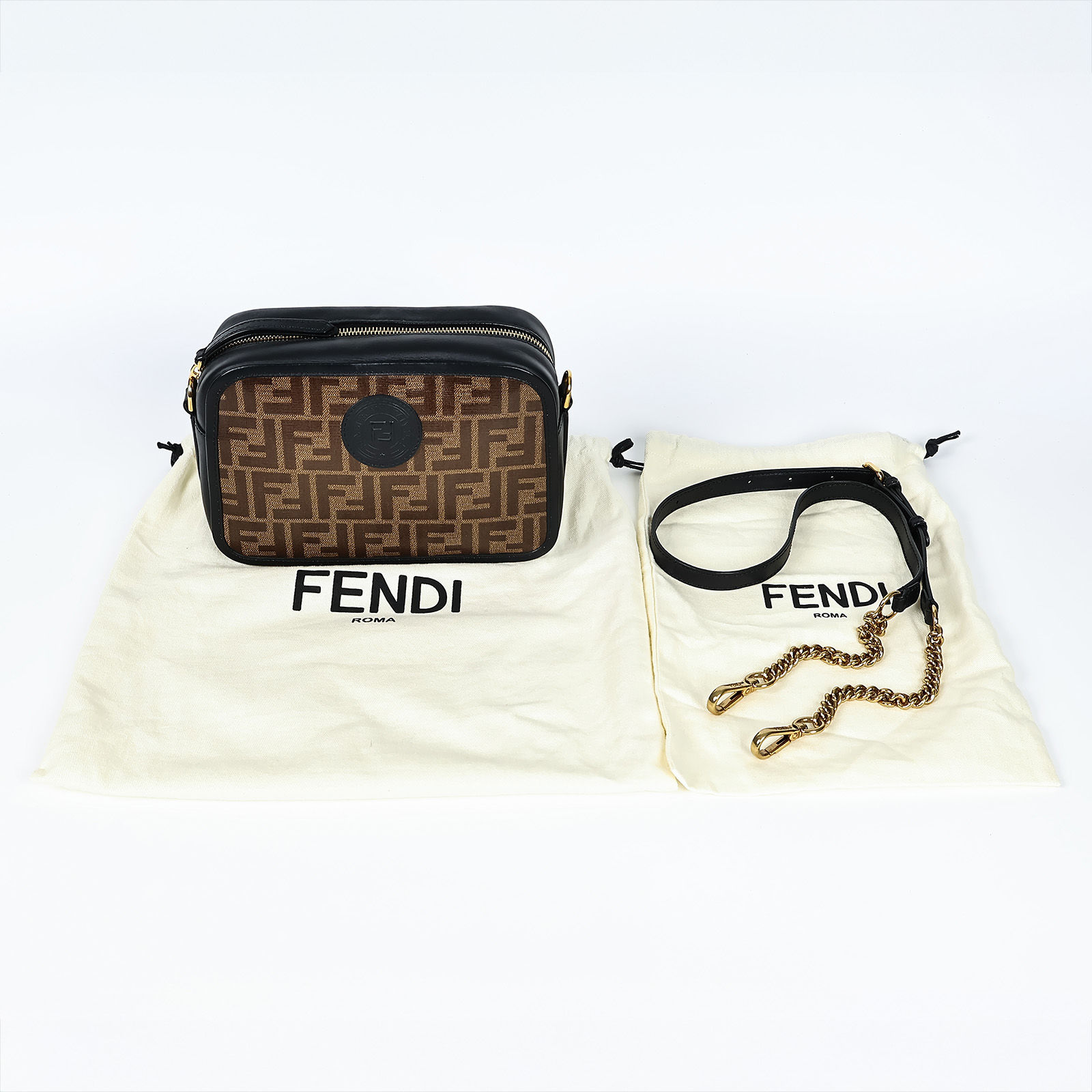芬迪 FENDI Zucca 相機包 8BT287A6VO 棕原花FF相機包 防塵袋2/背帶