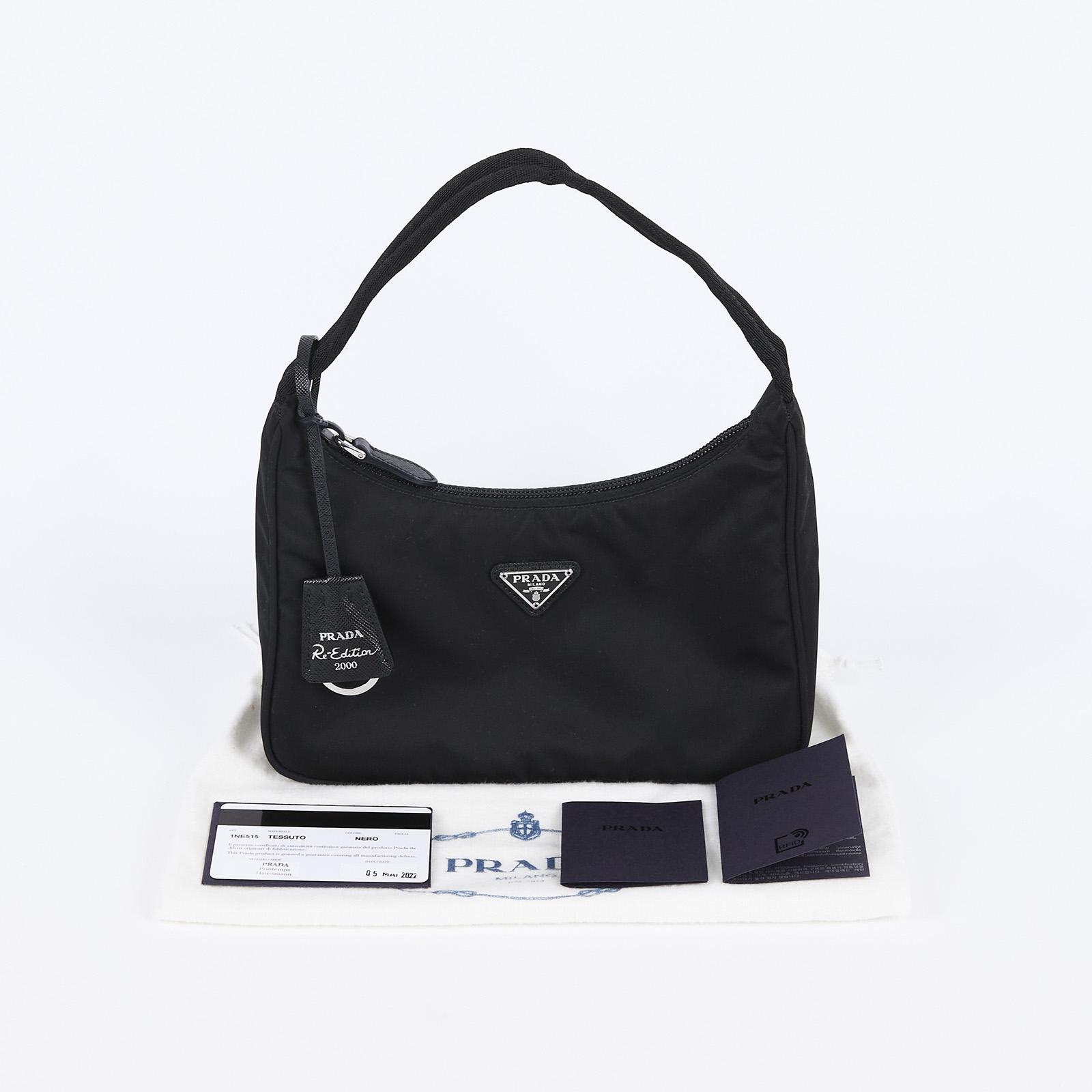 普拉達 PRADA Re-Edition 迷你 Hobo 包 1NE515_RDH0 黑尼龍HOBO腋下包 防塵袋/保證卡/吊牌