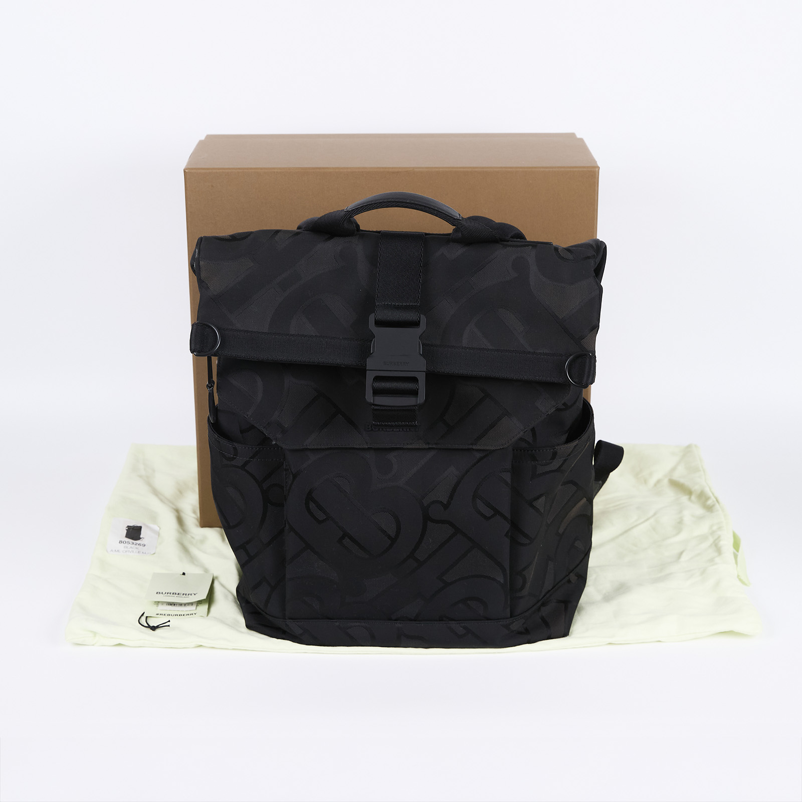 博柏利 BURBERRY The ML Rucksack 後背包 8053269 黑帆布後背包 原廠盒子/防塵袋