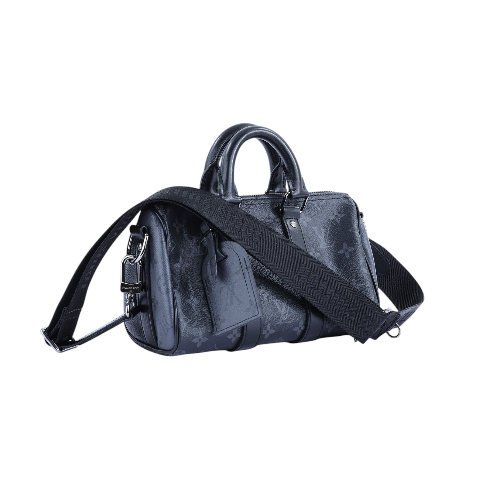 路易威登 LOUIS VUITTON Keepall Bandoulière 25 手提 肩背 波士頓包 Reverse帆布 黑色 M46271 晶片款  防塵袋/購買證明/背帶/吊牌