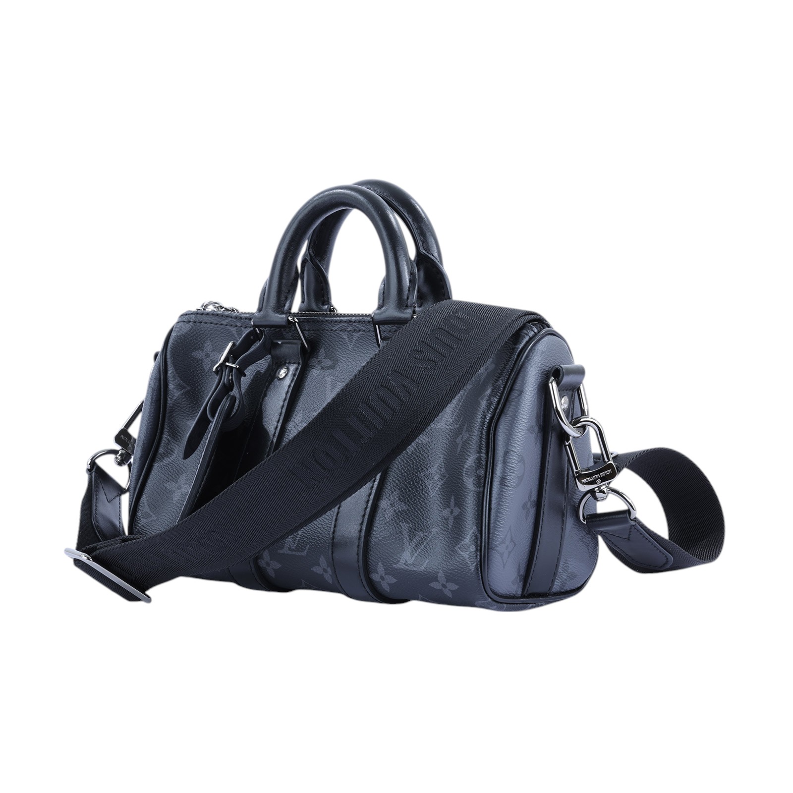 路易威登 LOUIS VUITTON Keepall Bandoulière 25 手提 肩背 波士頓包 Reverse帆布 黑色 M46271 晶片款  防塵袋/購買證明/背帶/吊牌