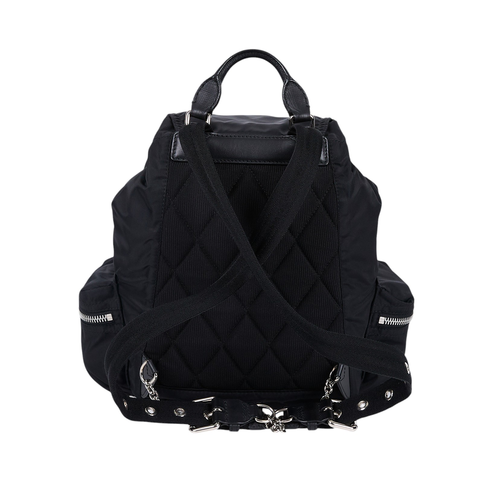 博柏利 BURBERRY The Rucksack 軍用後背包 中型 4048297 黑銀尼龍後背包 防塵袋