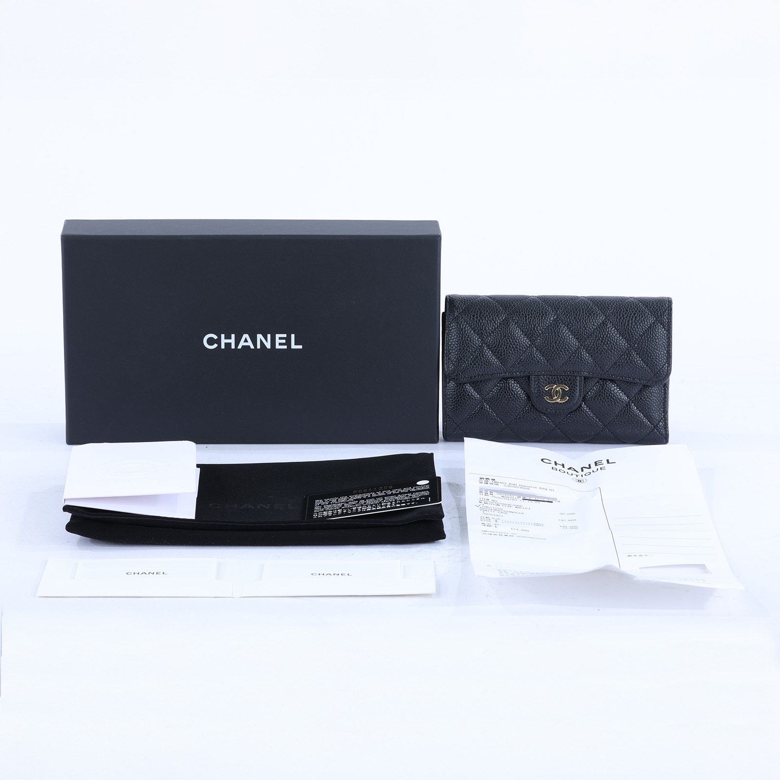 香奈兒 CHANEL 經典小香 菱格 荔枝紋 牛皮 銀釦 LOGO 中夾 AP0232 29開 黑金荔枝COCO中夾 原廠盒子/防塵袋/保證卡/購買證明
