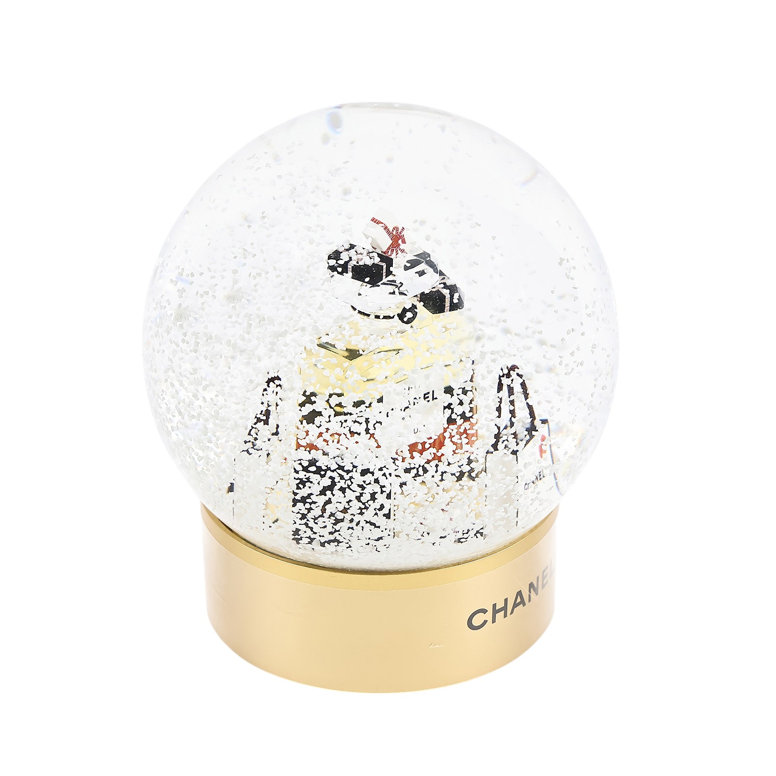 香奈兒 CHANEL N°5 香水瓶雪花球 非賣品 100週年  金香水瓶水晶球 原廠盒子