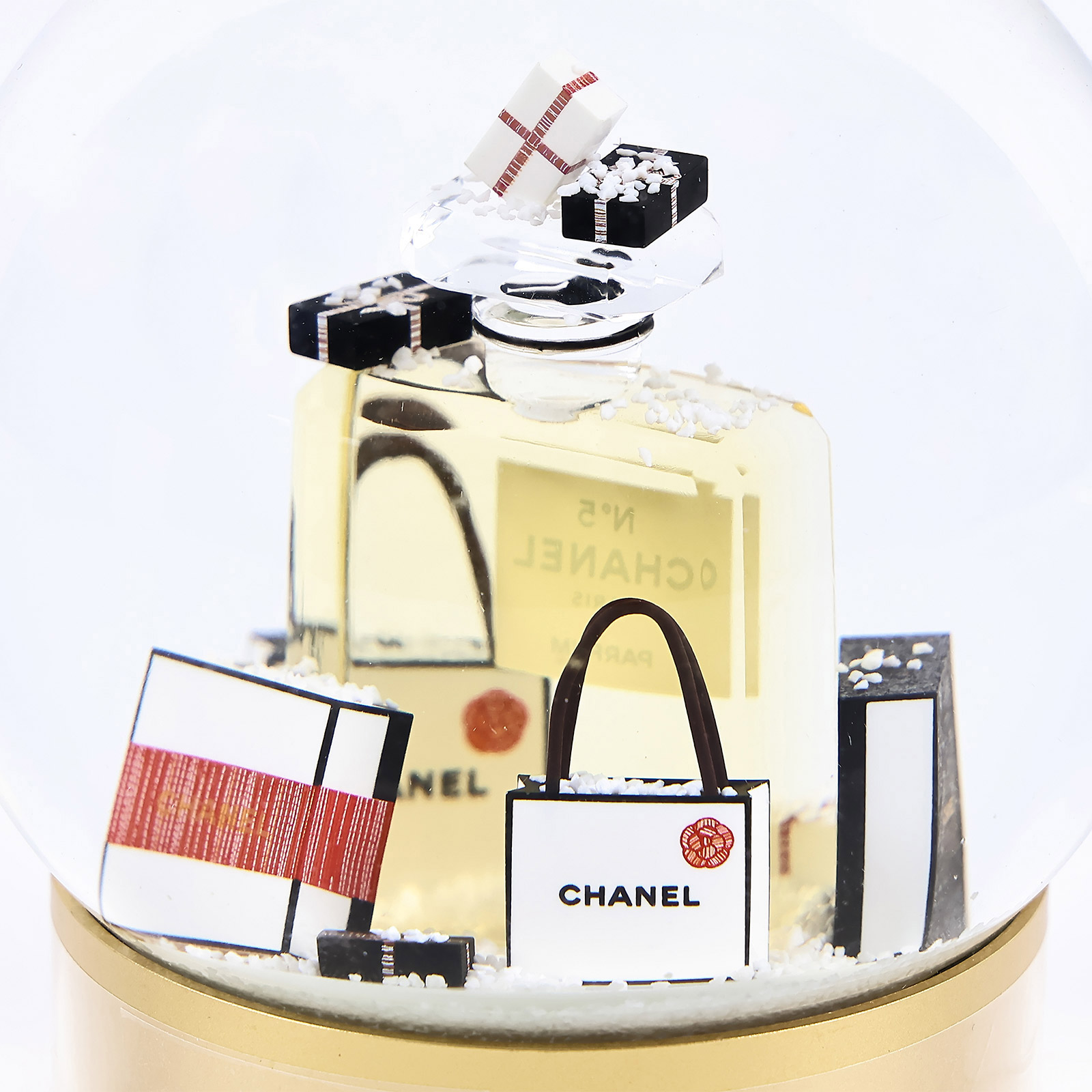 香奈兒 CHANEL N°5 香水瓶雪花球 非賣品 100週年  金香水瓶水晶球 原廠盒子