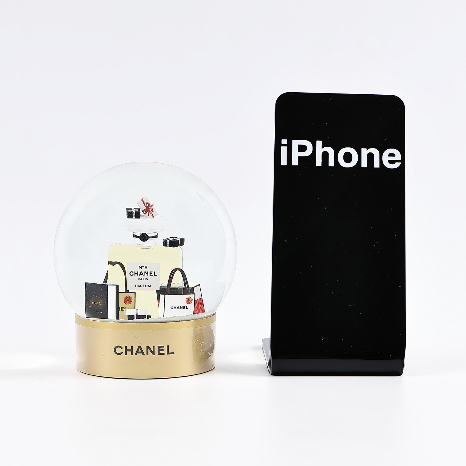 香奈兒 CHANEL N°5 香水瓶雪花球 非賣品 100週年  金香水瓶水晶球 原廠盒子