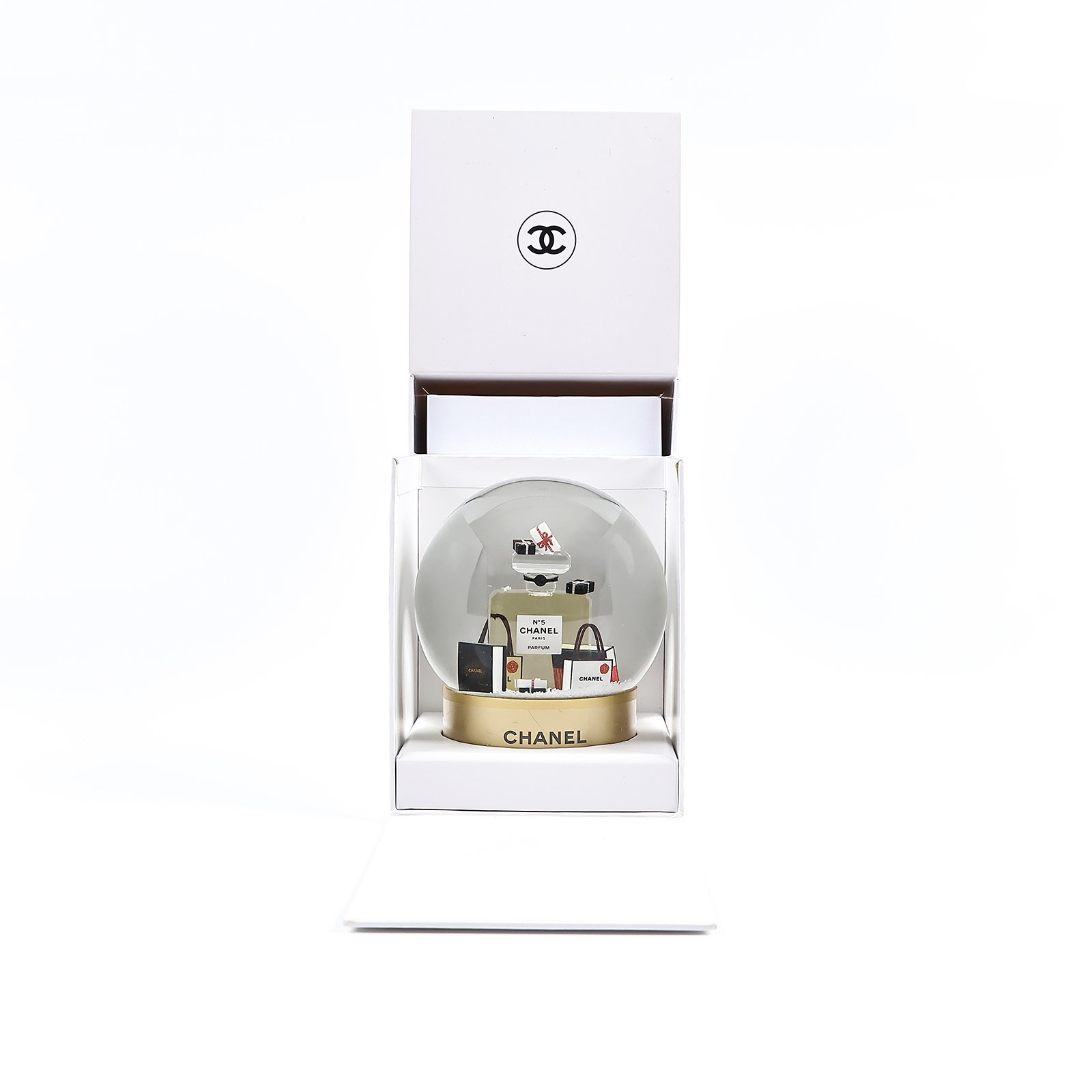 香奈兒 CHANEL N°5 香水瓶雪花球 非賣品 100週年  金香水瓶水晶球 原廠盒子