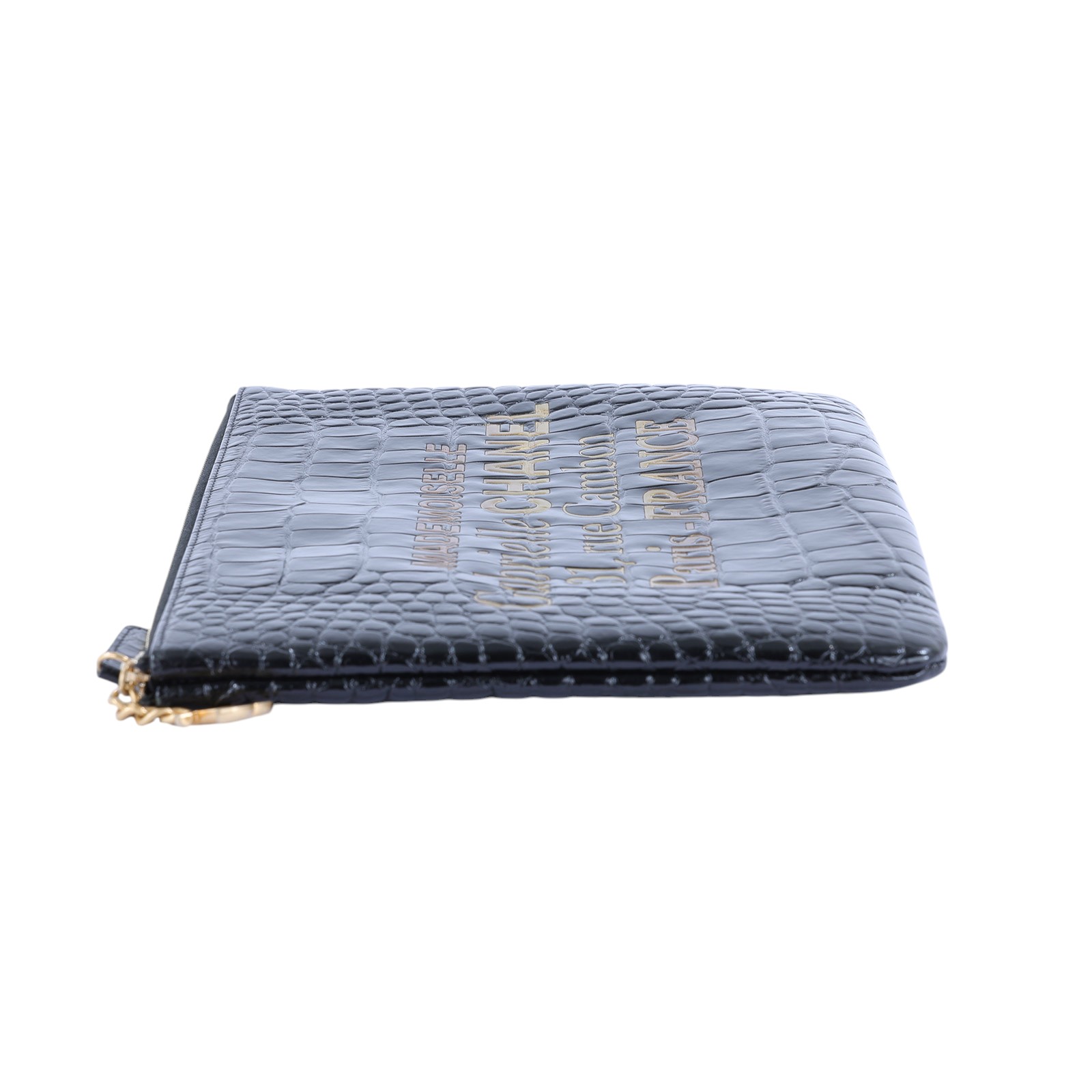 香奈兒 CHANEL 手拿包 AP0389 28開 黑金鱷魚壓紋手拿包 無附屬品