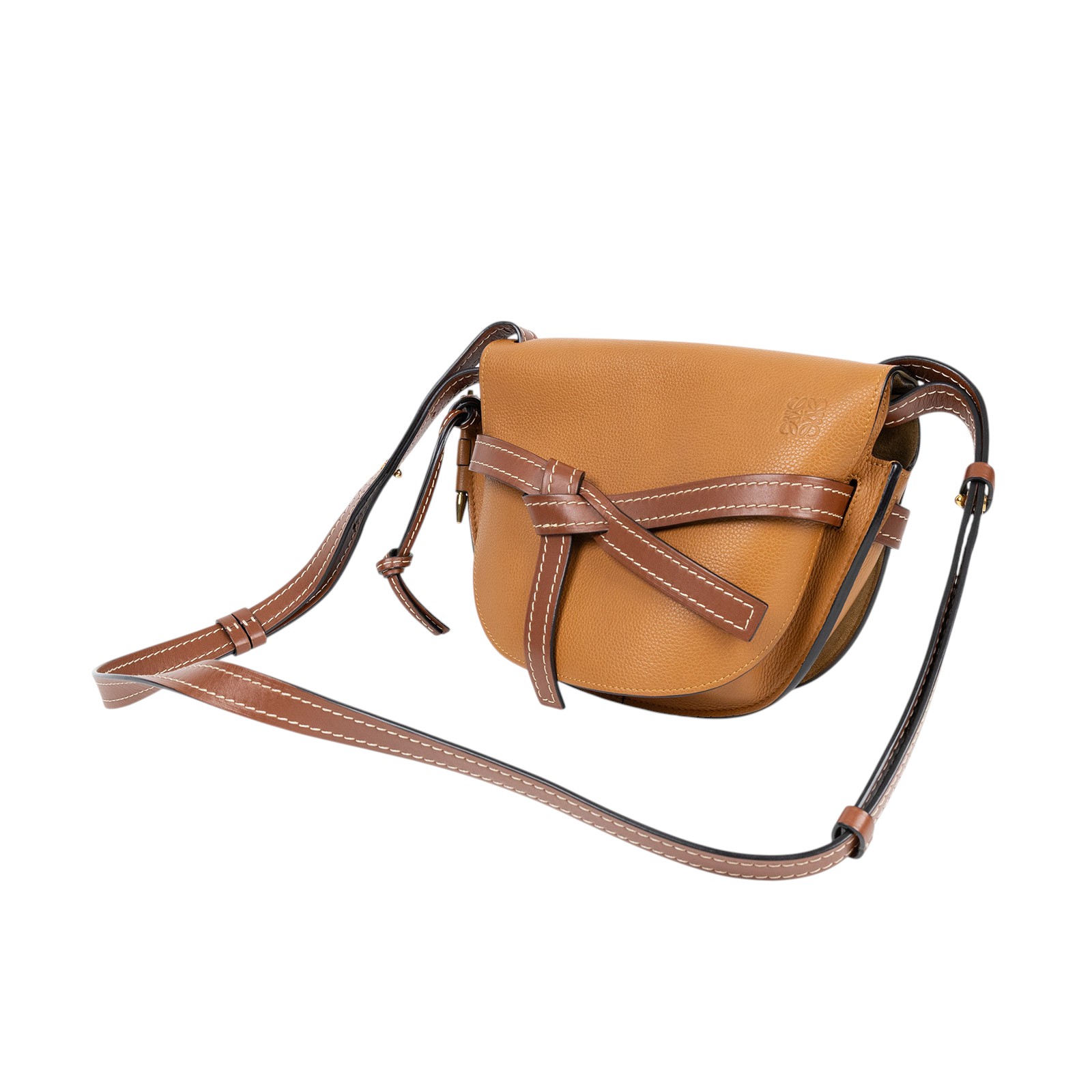 羅意威 LOEWE Small Gate bag 小型 小牛皮 肩背包 321.12.T20 焦糖GATE 小號 原廠盒子/防塵袋