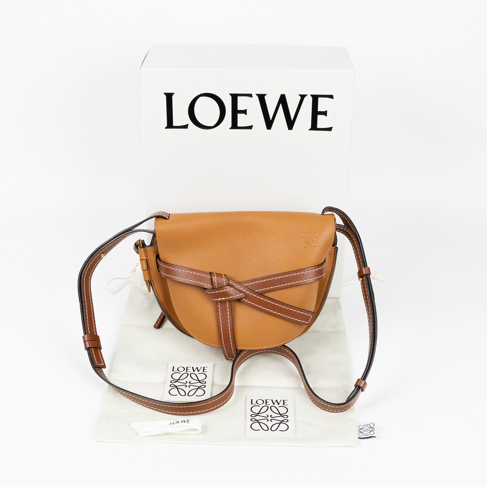 羅意威 LOEWE Small Gate bag 小型 小牛皮 肩背包 321.12.T20 焦糖GATE 小號 原廠盒子/防塵袋