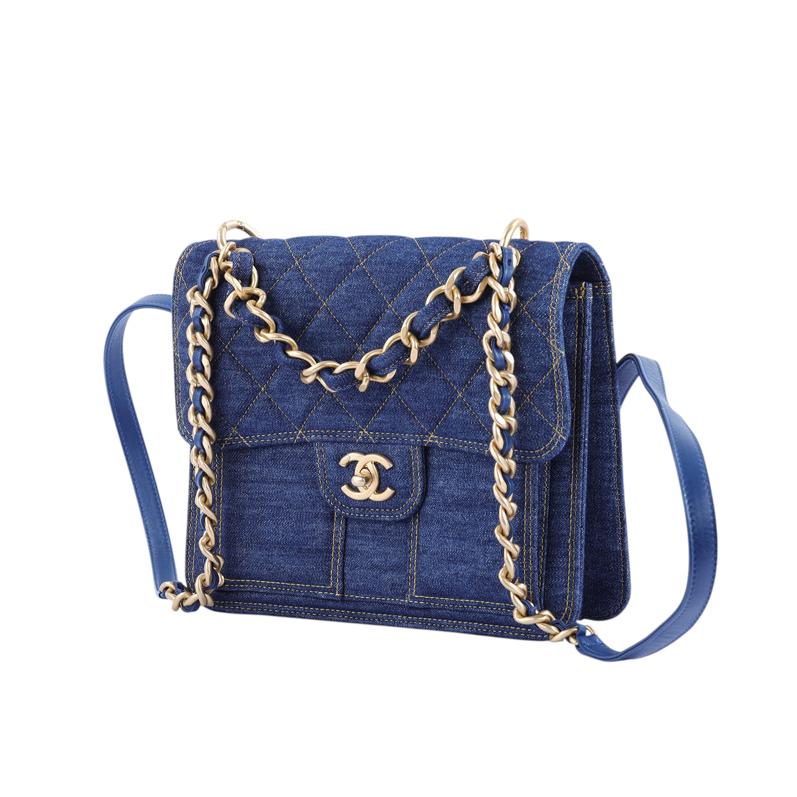 香奈兒 CHANEL 口蓋 手提 後背包 AS4031 晶片款 牛仔金鍊後背包 原廠盒子/防塵袋/購買證明