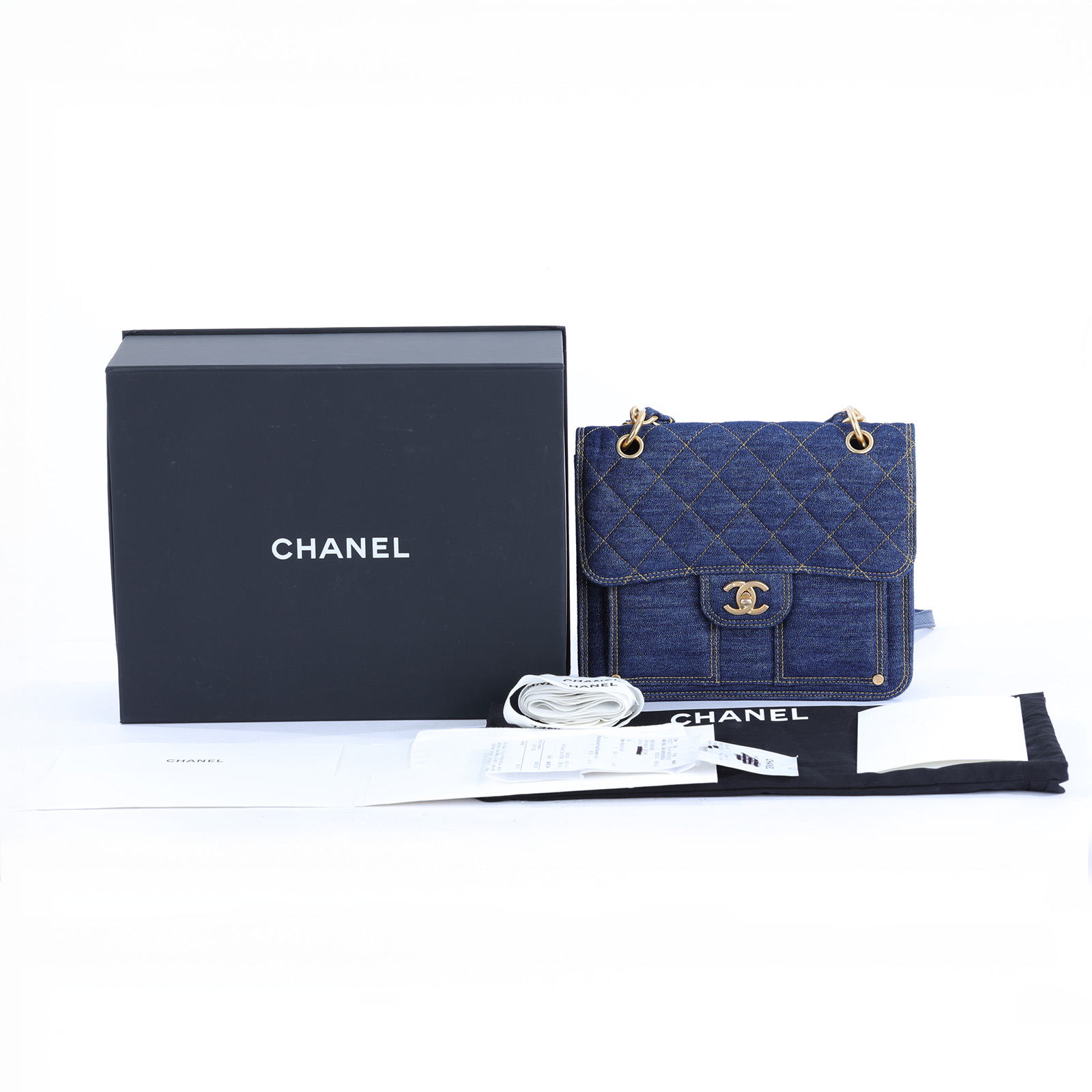 香奈兒 CHANEL 口蓋 手提 後背包 AS4031 晶片款 牛仔金鍊後背包 原廠盒子/防塵袋/購買證明