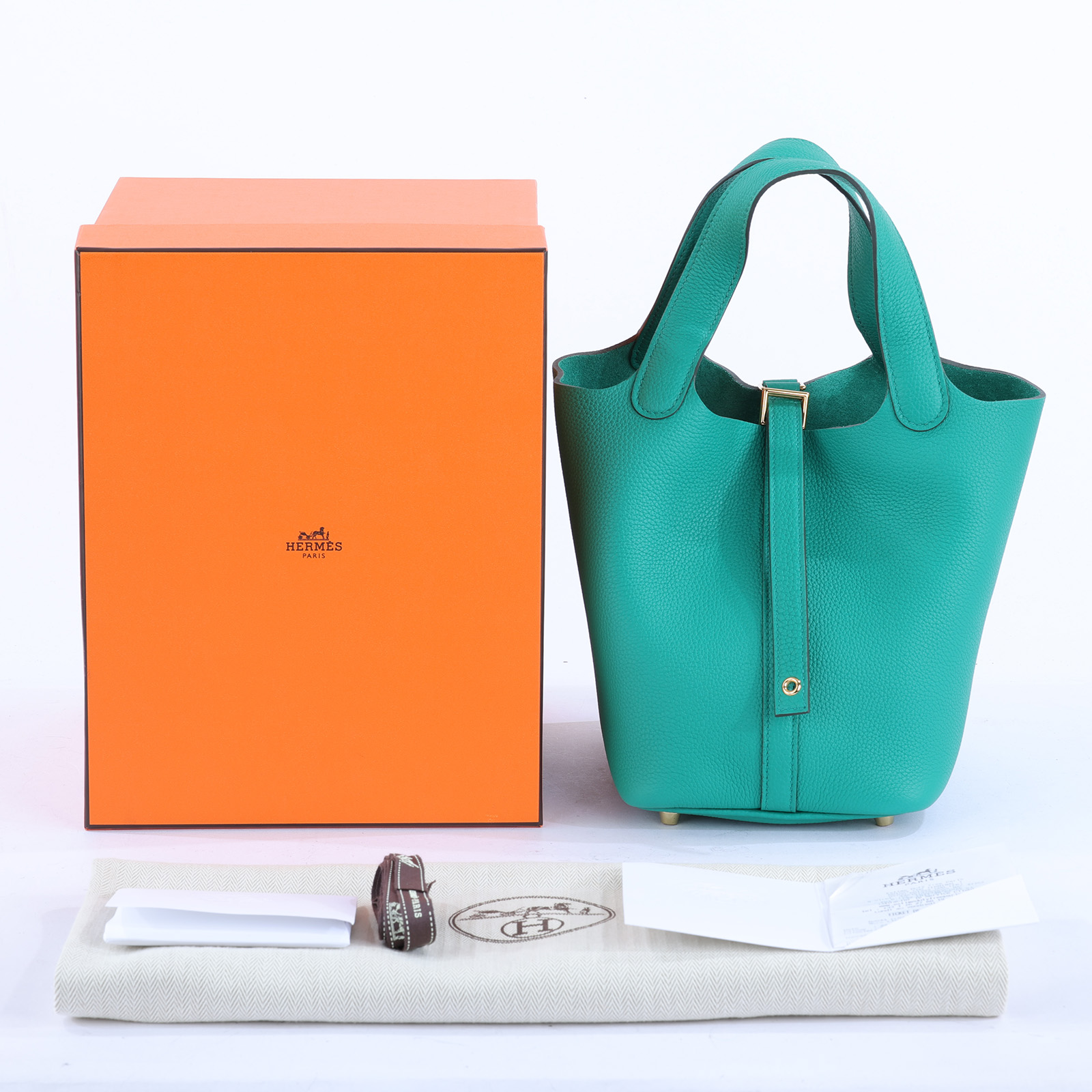 愛馬仕 Hermès Picotin Lock 18 菜籃子包 PT18 B AM 001 UH B刻 綠PICOTIN18 原廠盒子/防塵袋/購買證明/鎖組