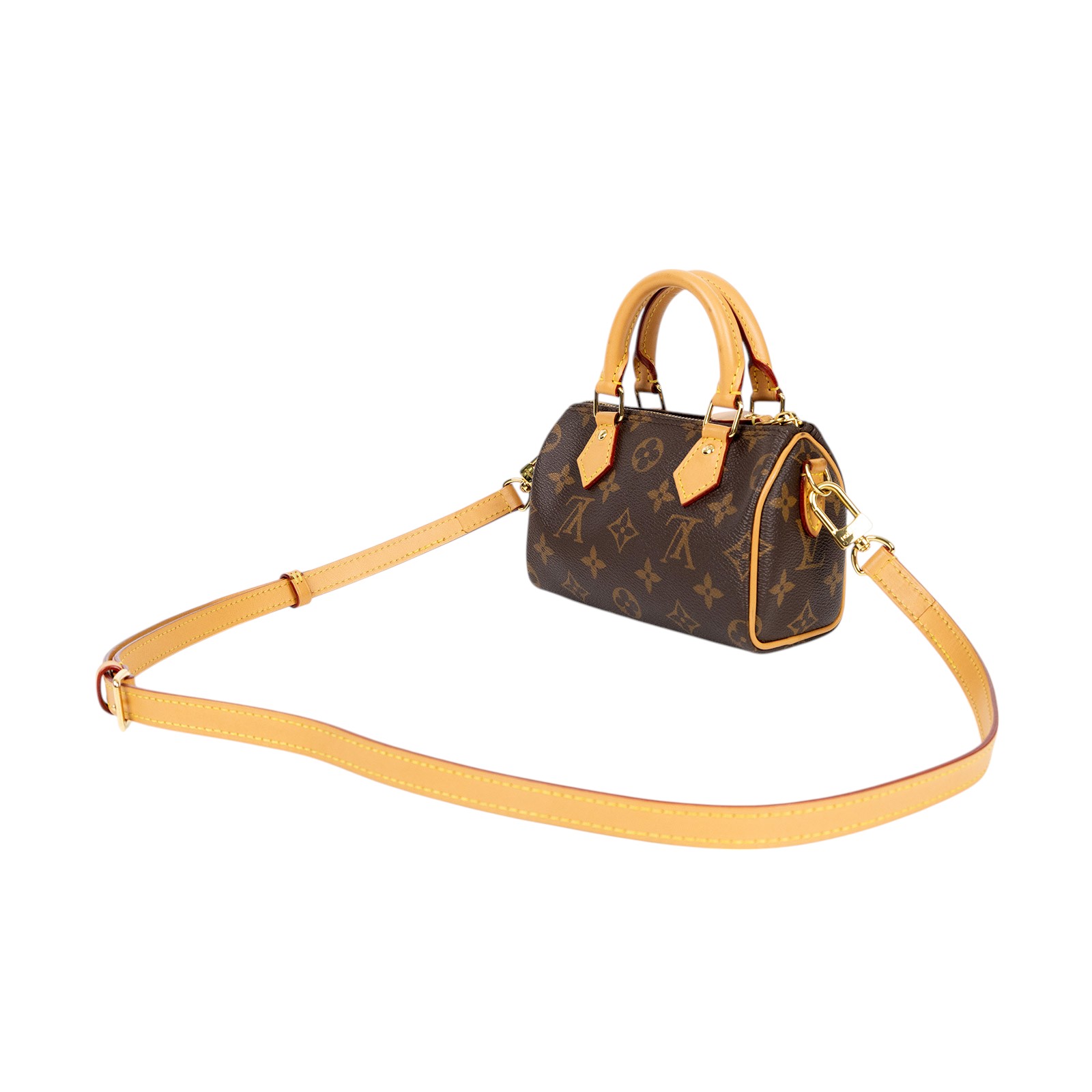 路易威登 LOUIS VUITTON Nano Speedy 原花 手提 肩背包 M81085 原花NANO SPEEDY 原廠盒子/防塵袋/購買證明/背帶